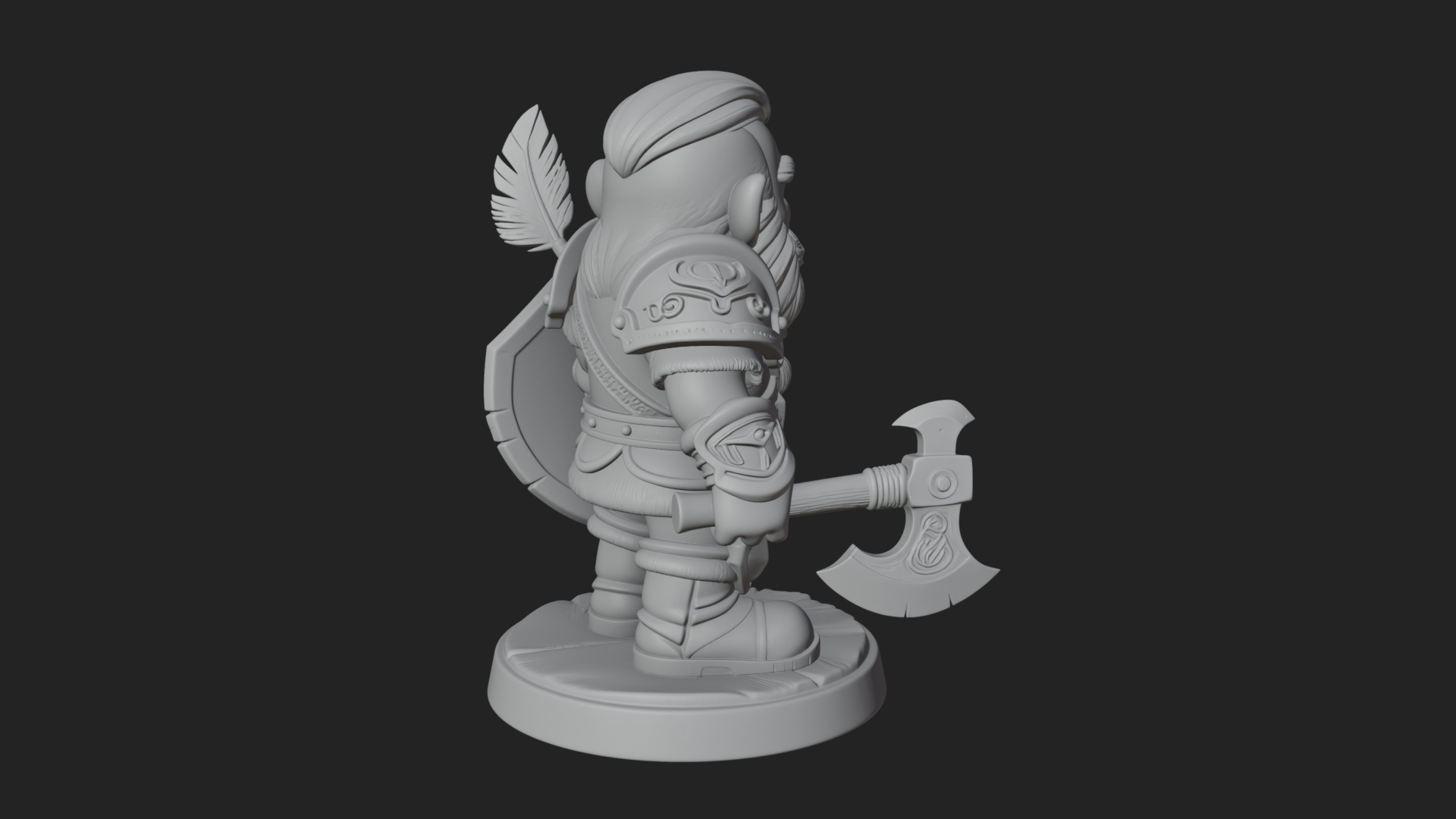Chibi Bearded Dwarf With Axe Statue Design 5 3D Print Model 3D Model