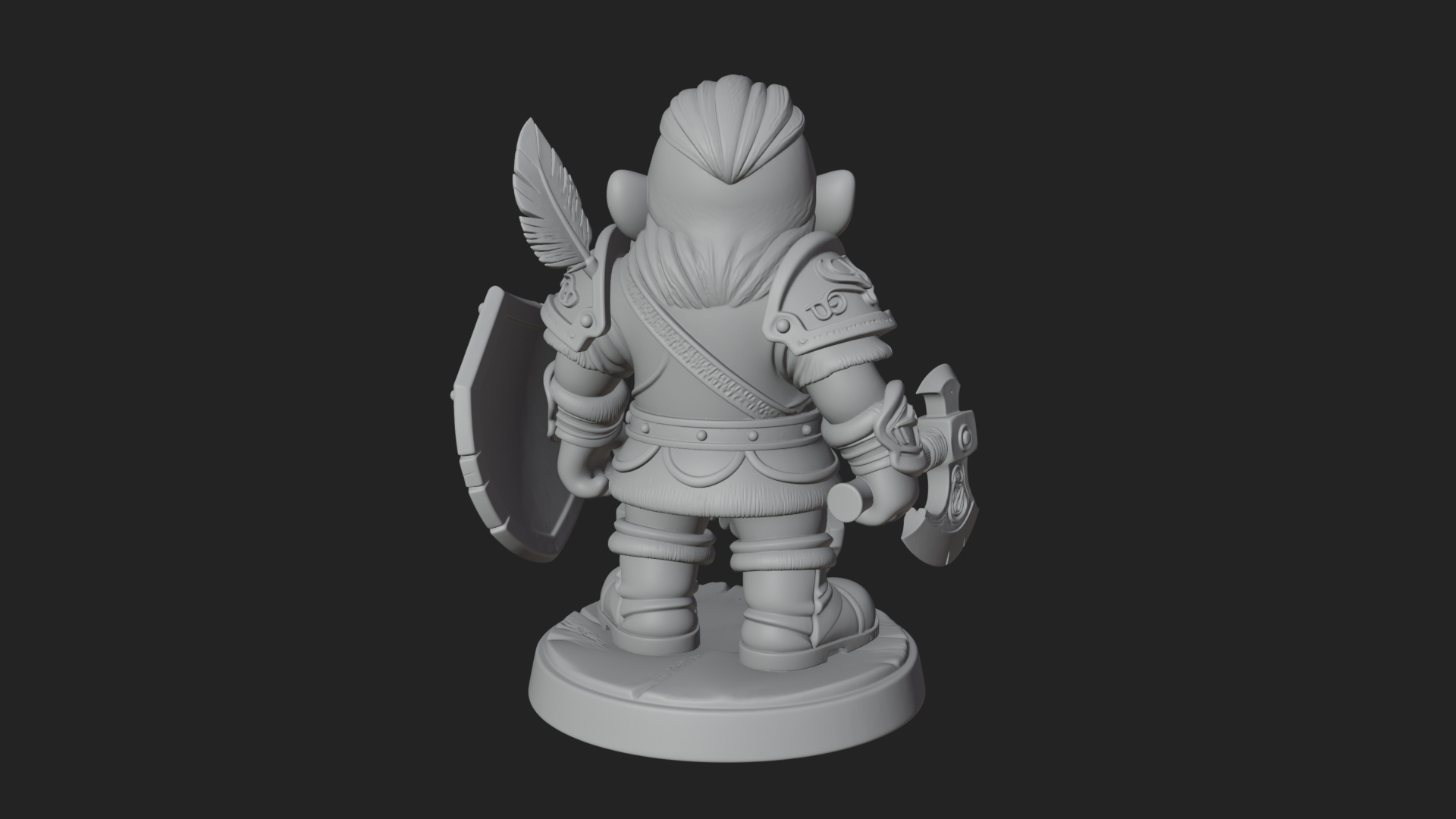 Chibi Bearded Dwarf With Axe Statue Design 5 3D Print Model 3D Model