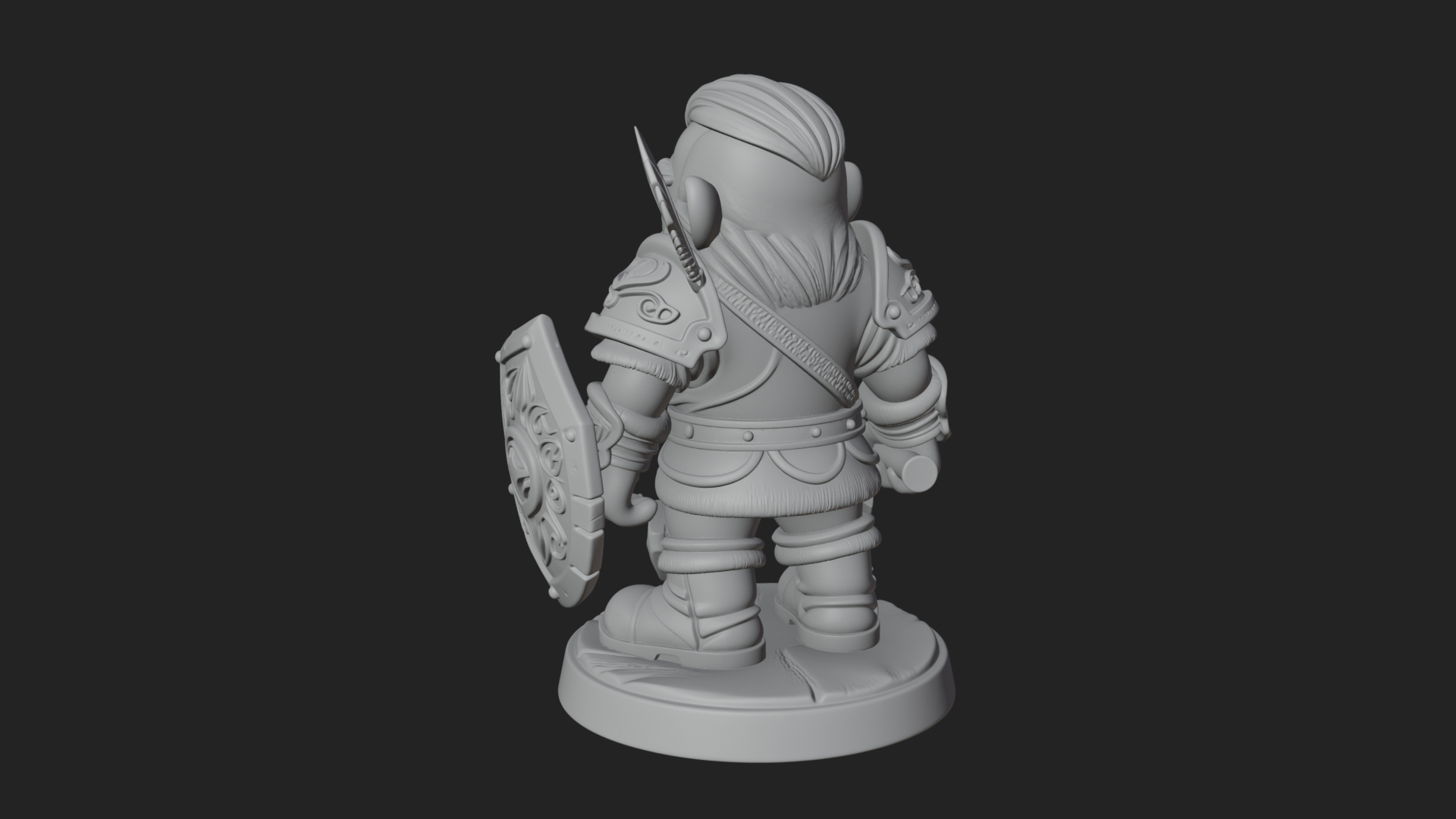 Chibi Bearded Dwarf With Axe Statue Design 5 3D Print Model 3D Model