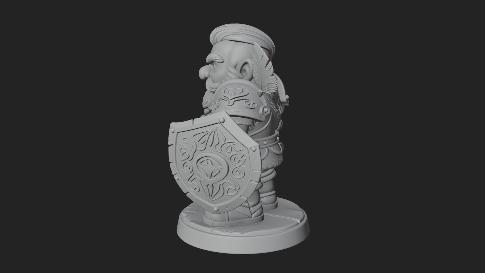 Chibi Bearded Dwarf With Axe Statue Design 5 3D Print Model 3D Model