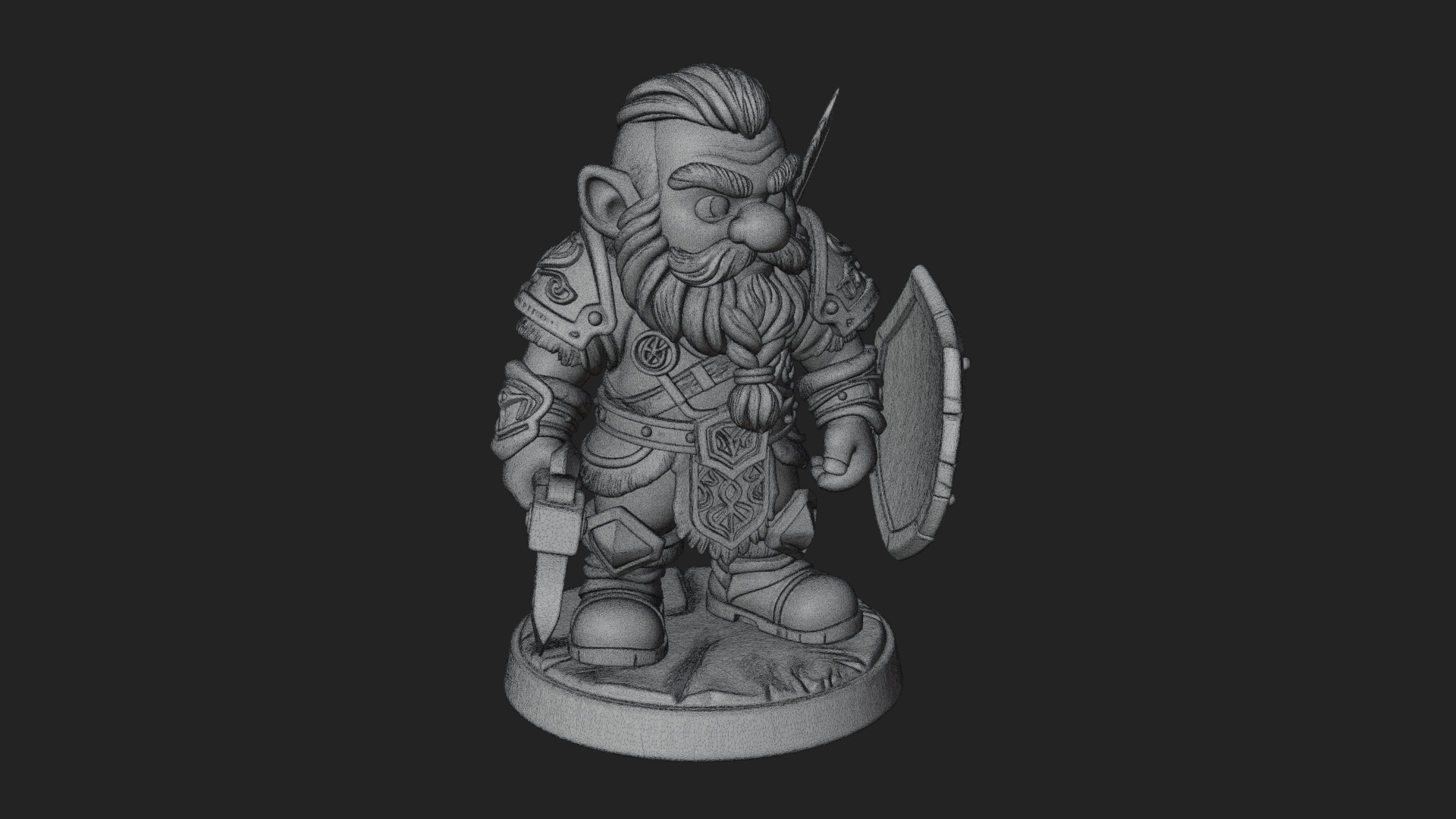 Chibi Bearded Dwarf With Axe Statue Design 5 3D Print Model 3D Model