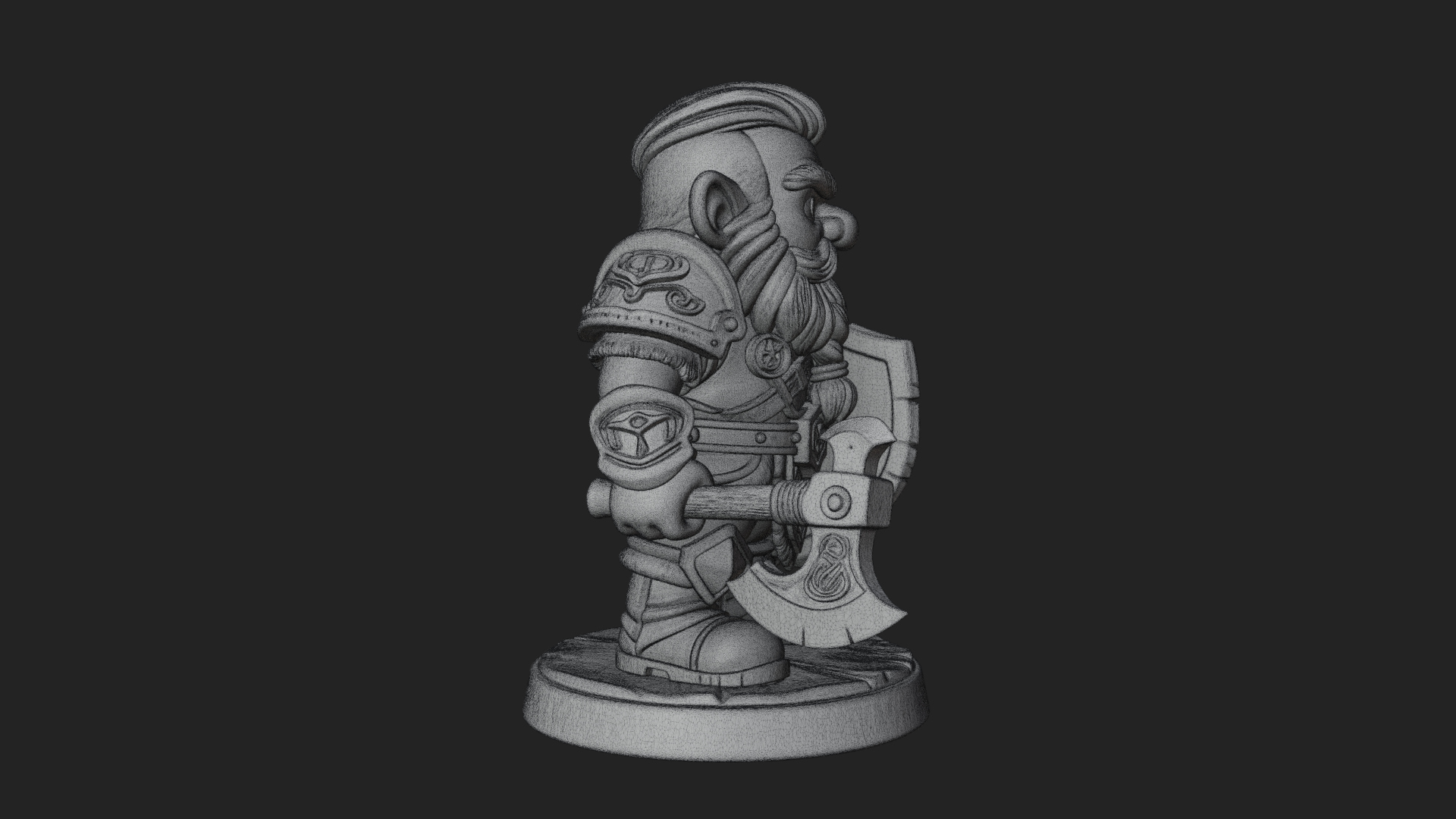 Chibi Bearded Dwarf With Axe Statue Design 5 3D Print Model 3D Model