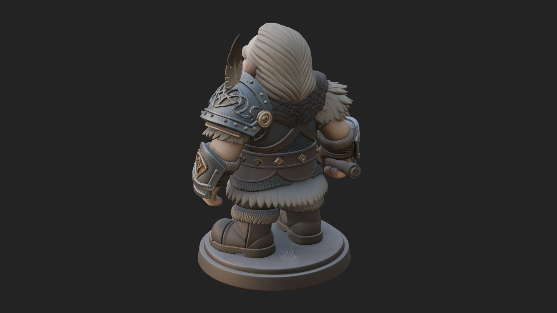 Chibi Bearded Dwarf With Axe Statue Design 6 3D Print Model 3D Model