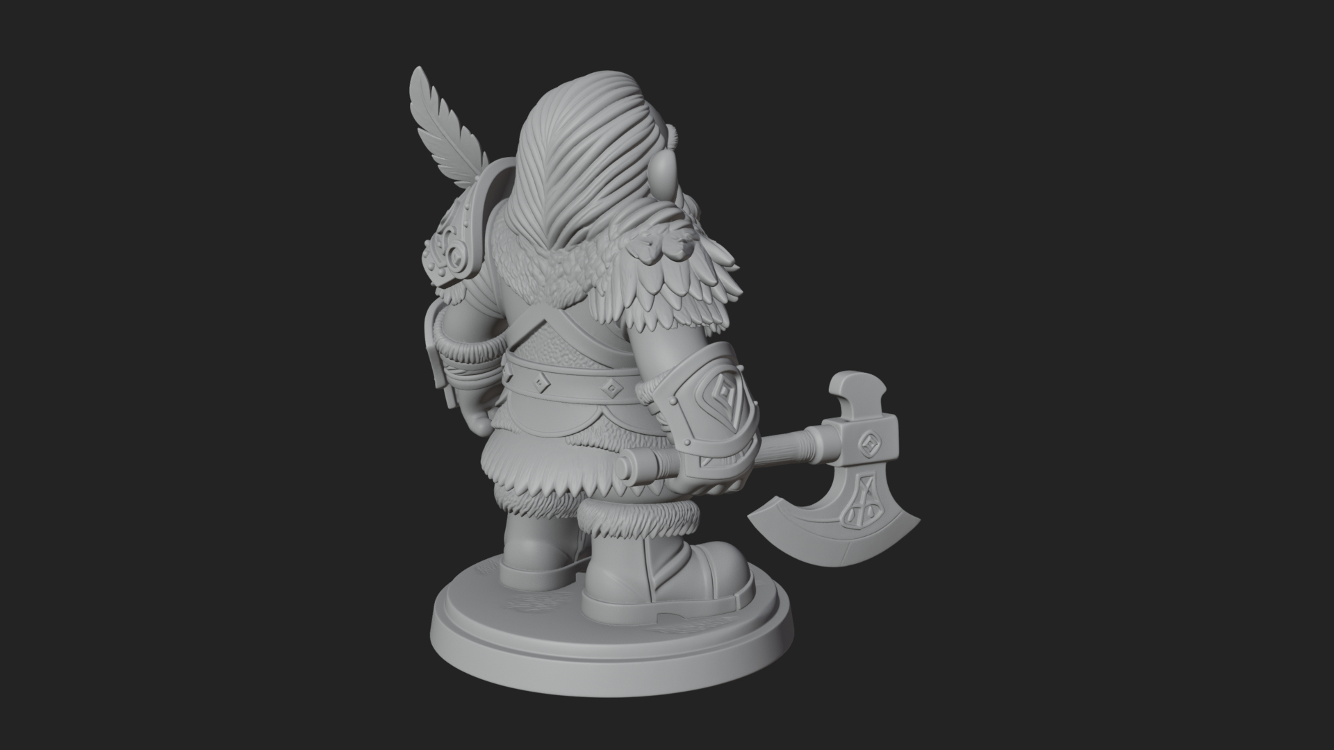 Chibi Bearded Dwarf With Axe Statue Design 6 3D Print Model 3D Model