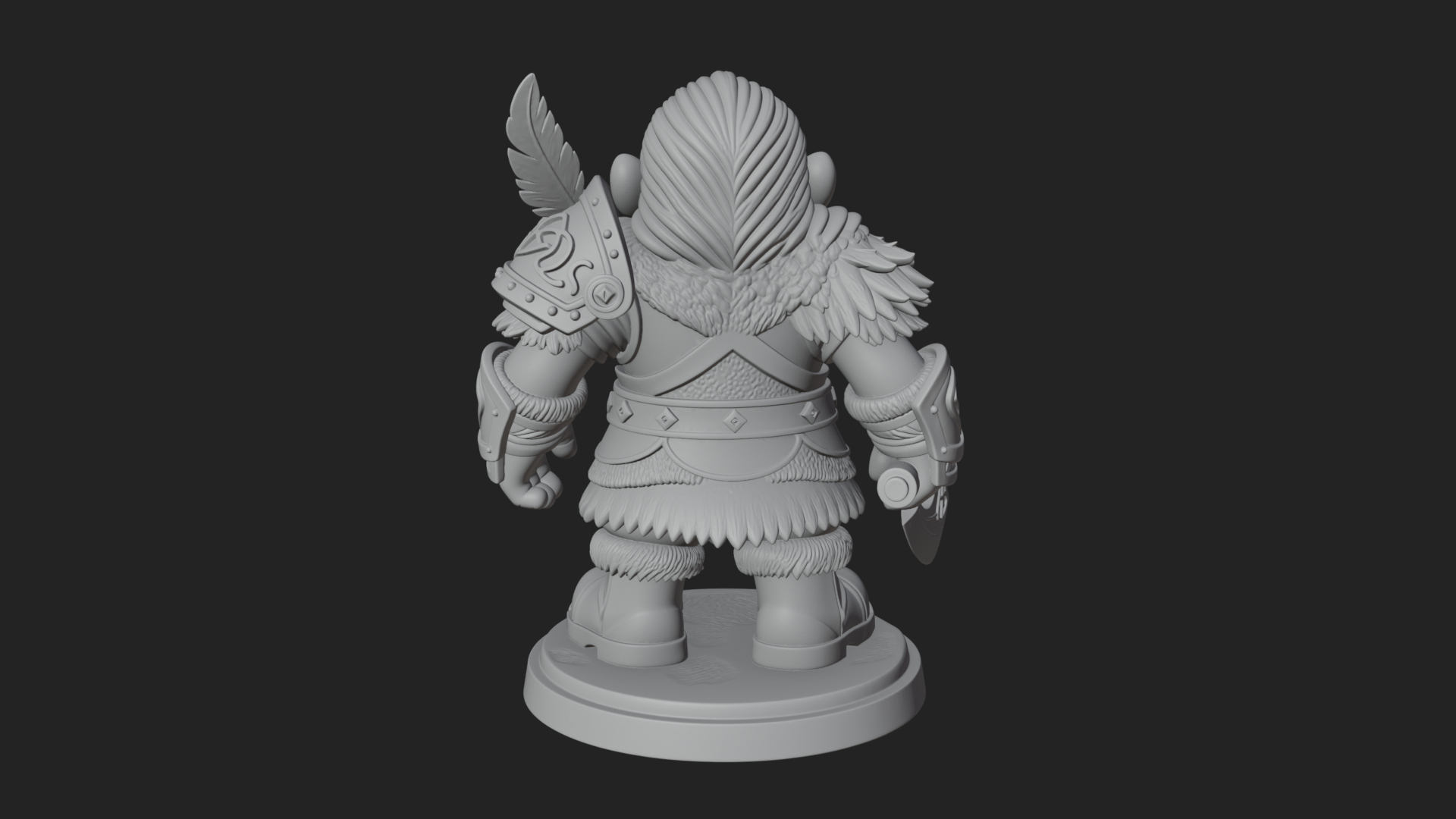 Chibi Bearded Dwarf With Axe Statue Design 6 3D Print Model 3D Model