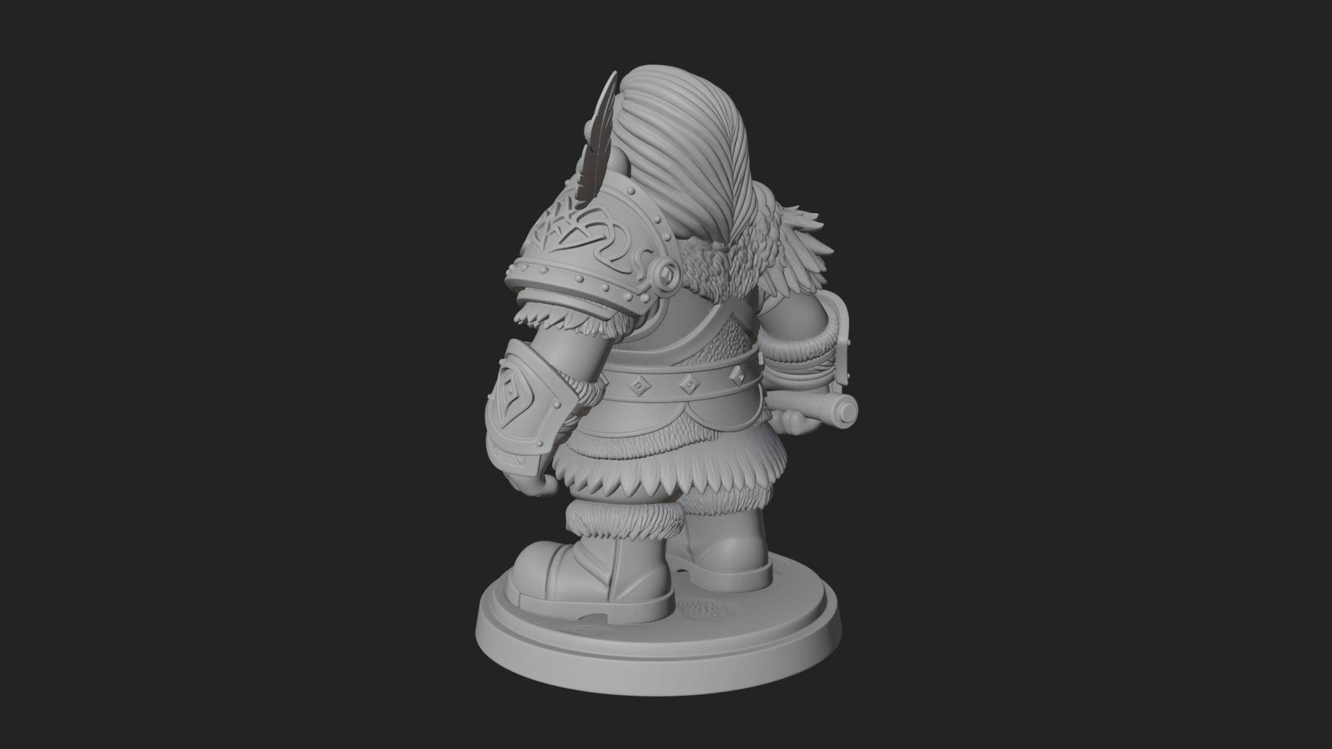 Chibi Bearded Dwarf With Axe Statue Design 6 3D Print Model 3D Model