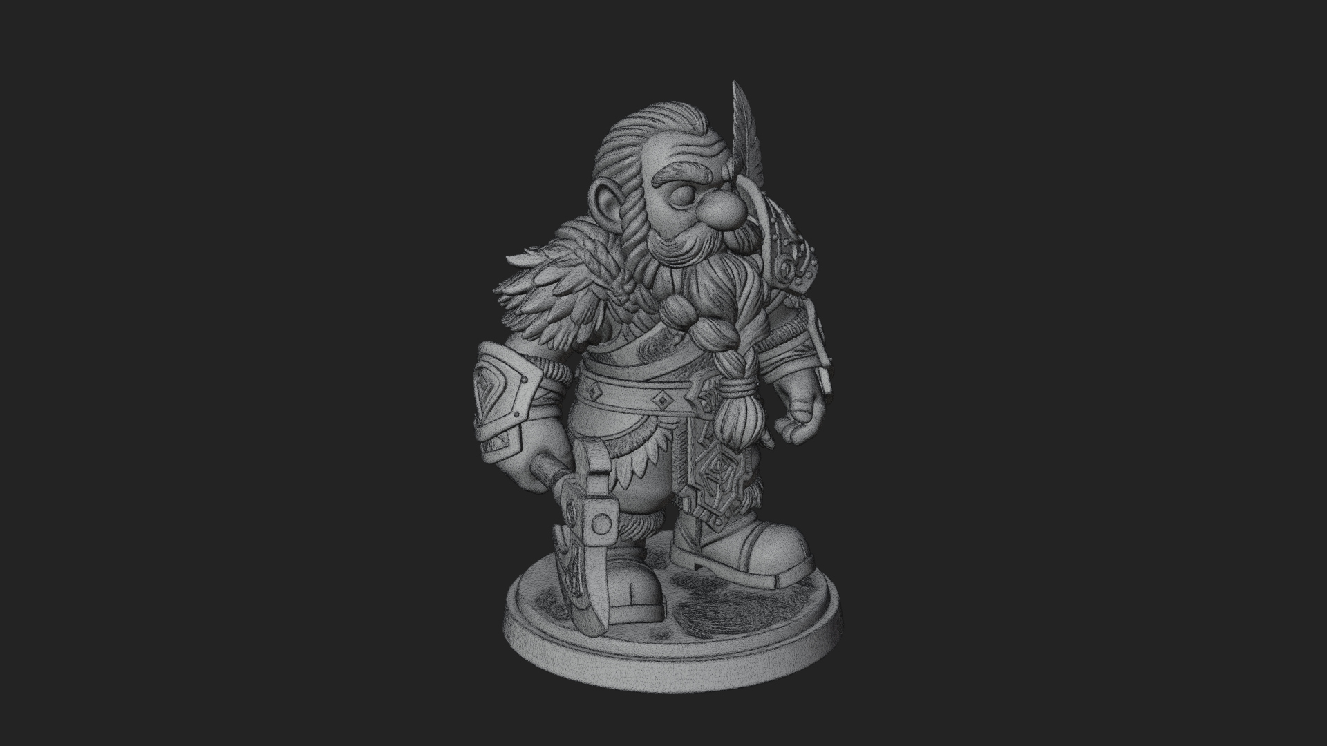 Chibi Bearded Dwarf With Axe Statue Design 6 3D Print Model 3D Model