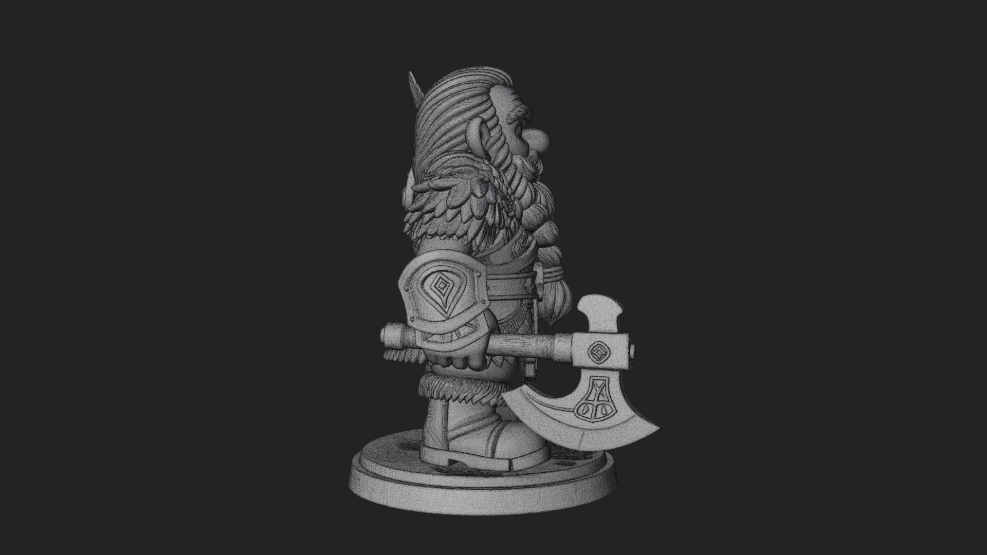 Chibi Bearded Dwarf With Axe Statue Design 6 3D Print Model 3D Model