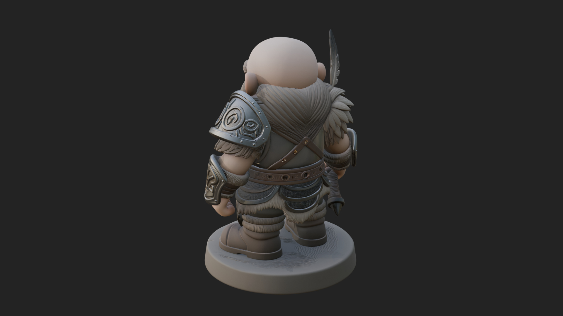 Chibi Bearded Dwarf With Axe Statue Design 7 3D Print Model 3D Model