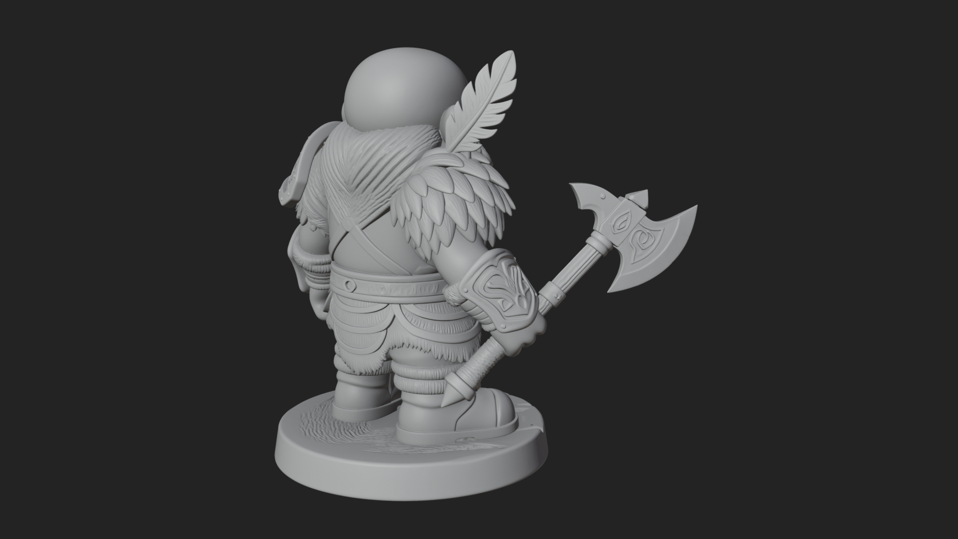 Chibi Bearded Dwarf With Axe Statue Design 7 3D Print Model 3D Model