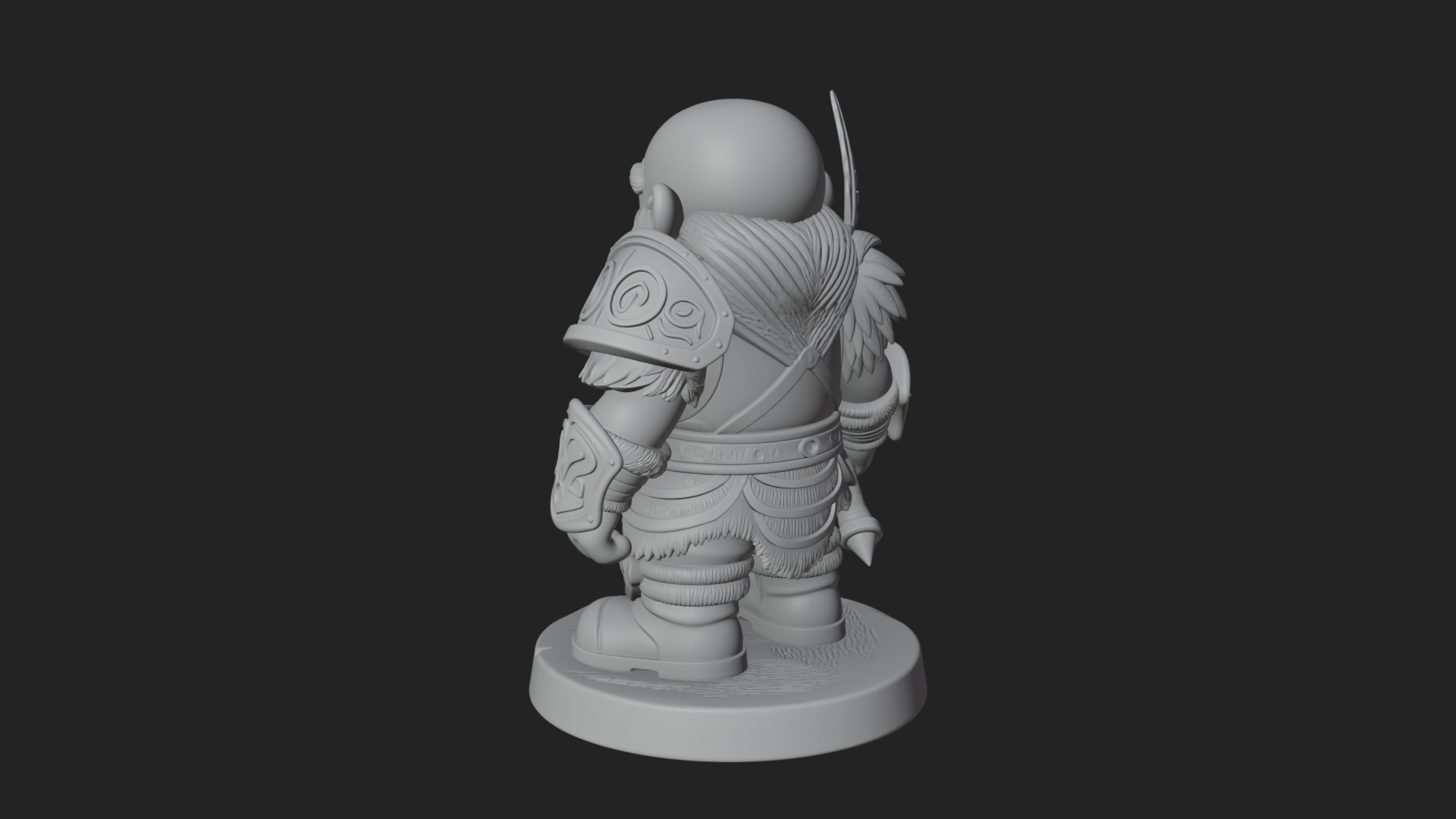 Chibi Bearded Dwarf With Axe Statue Design 7 3D Print Model 3D Model