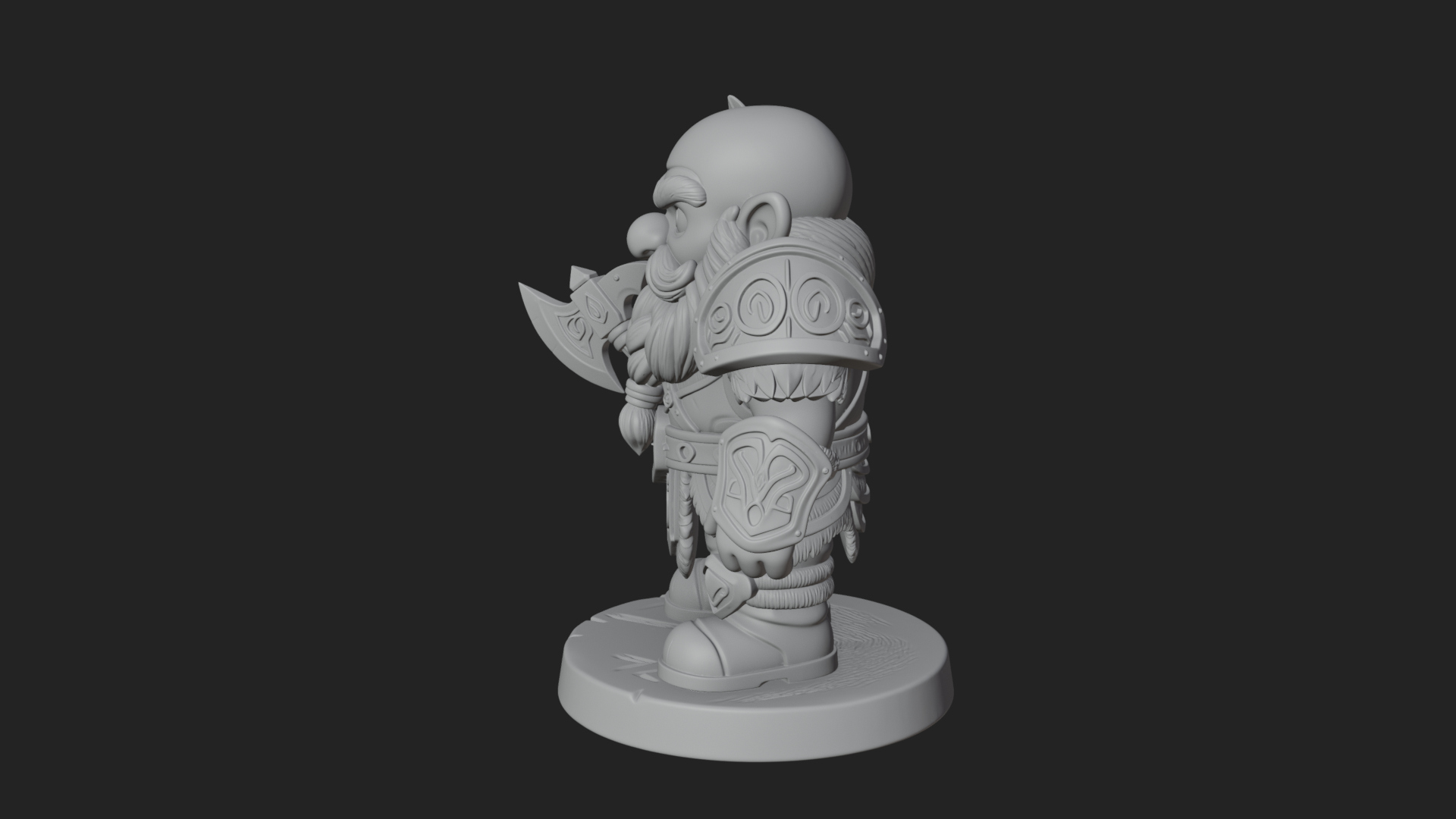Chibi Bearded Dwarf With Axe Statue Design 7 3D Print Model 3D Model