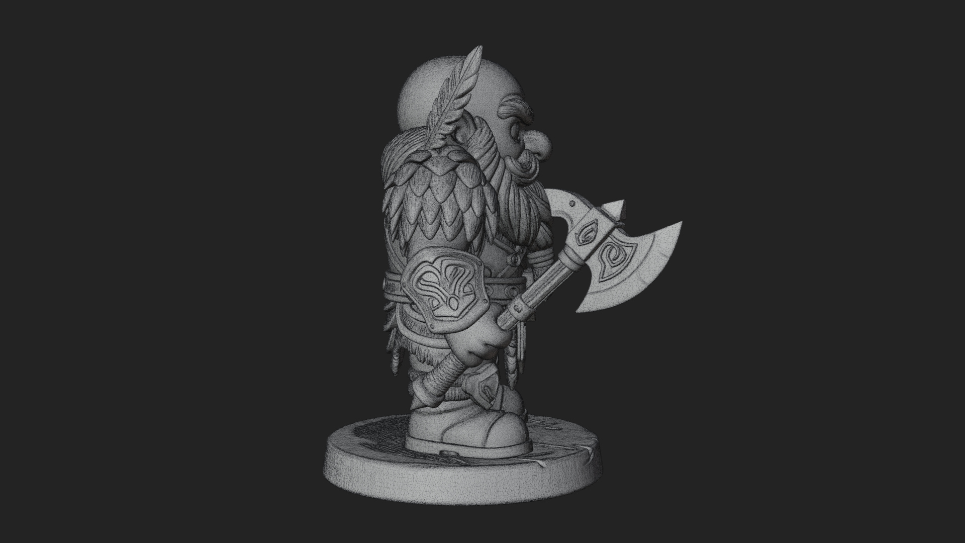 Chibi Bearded Dwarf With Axe Statue Design 7 3D Print Model 3D Model