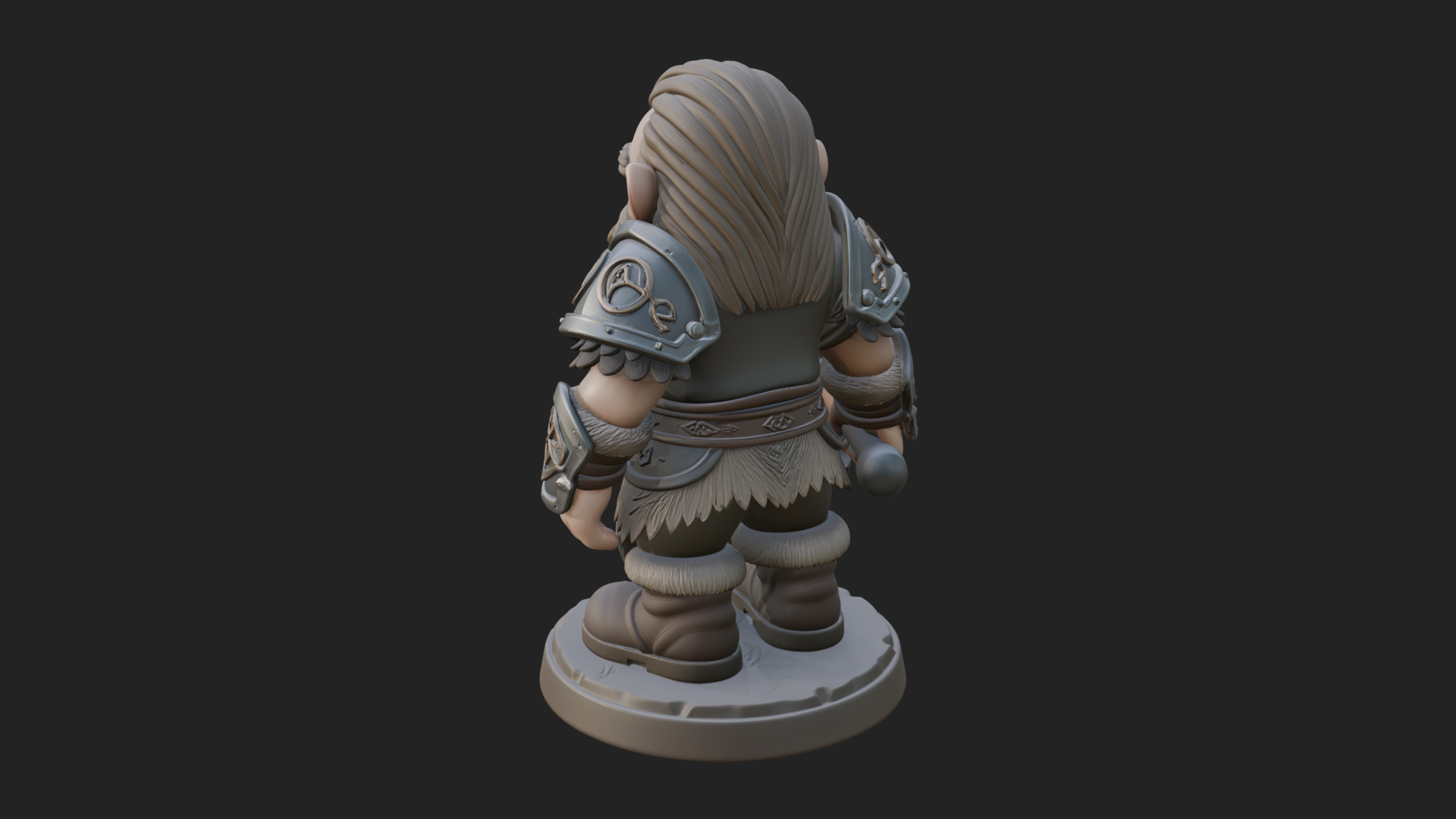 Chibi Bearded Dwarf With Axe Statue Design 8 3D Print Model 3D Model