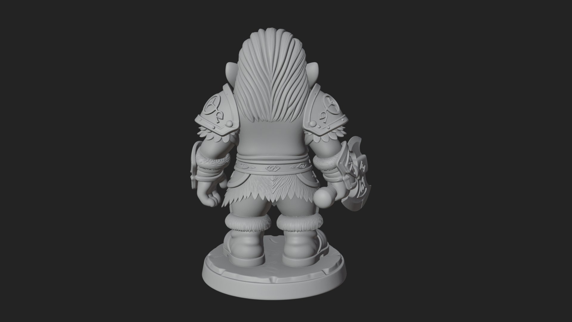 Chibi Bearded Dwarf With Axe Statue Design 8 3D Print Model 3D Model