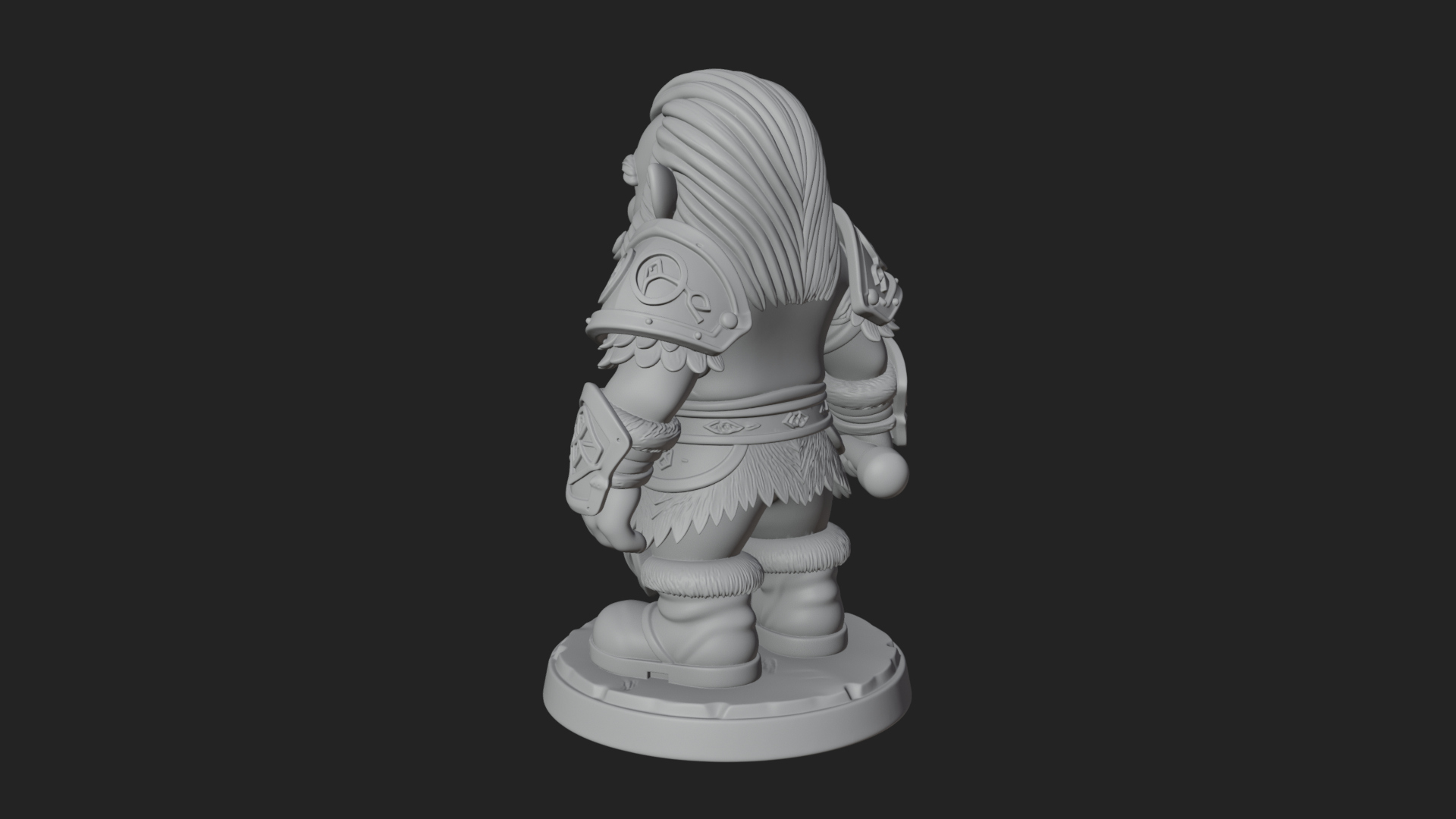 Chibi Bearded Dwarf With Axe Statue Design 8 3D Print Model 3D Model