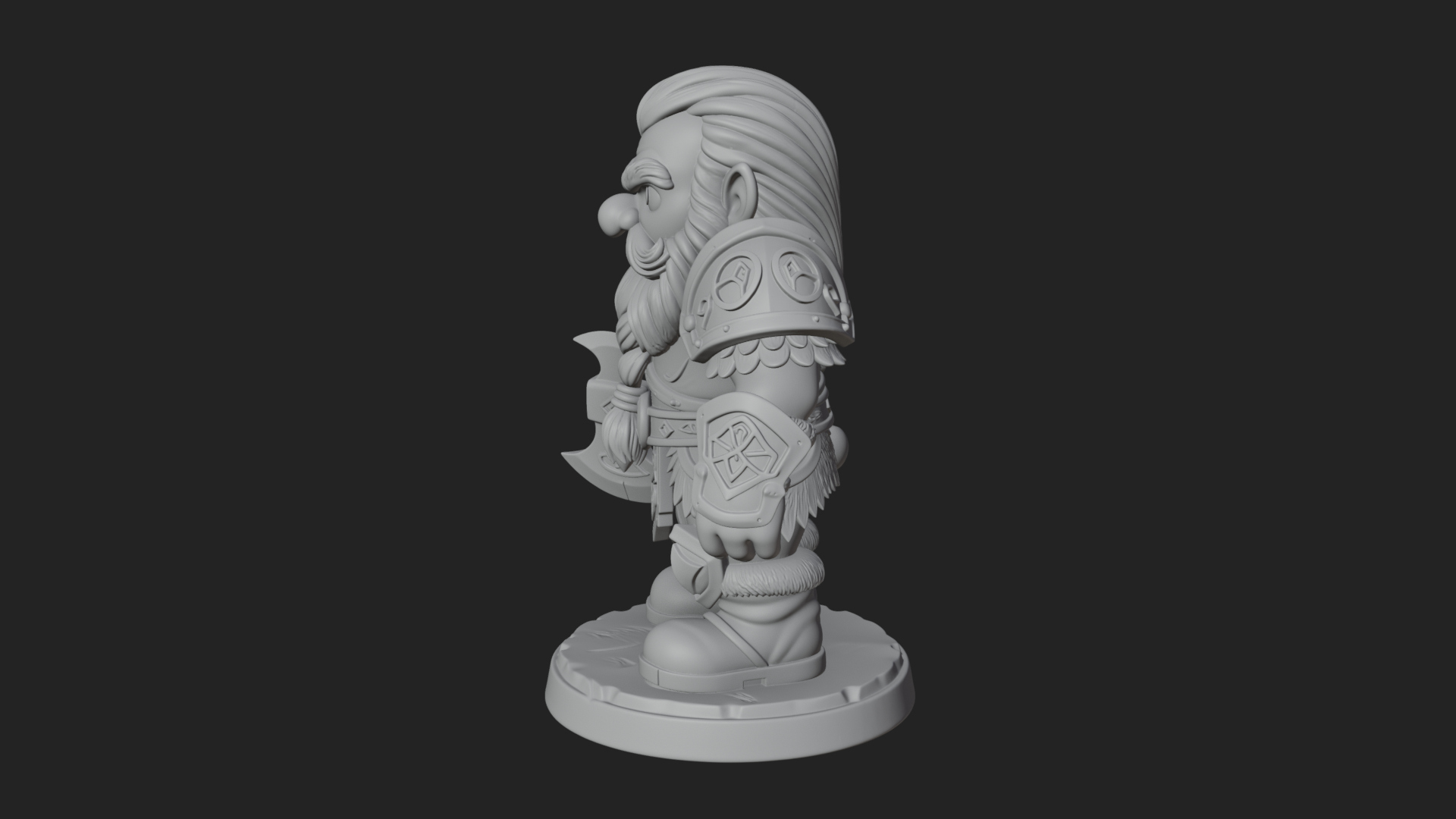 Chibi Bearded Dwarf With Axe Statue Design 8 3D Print Model 3D Model