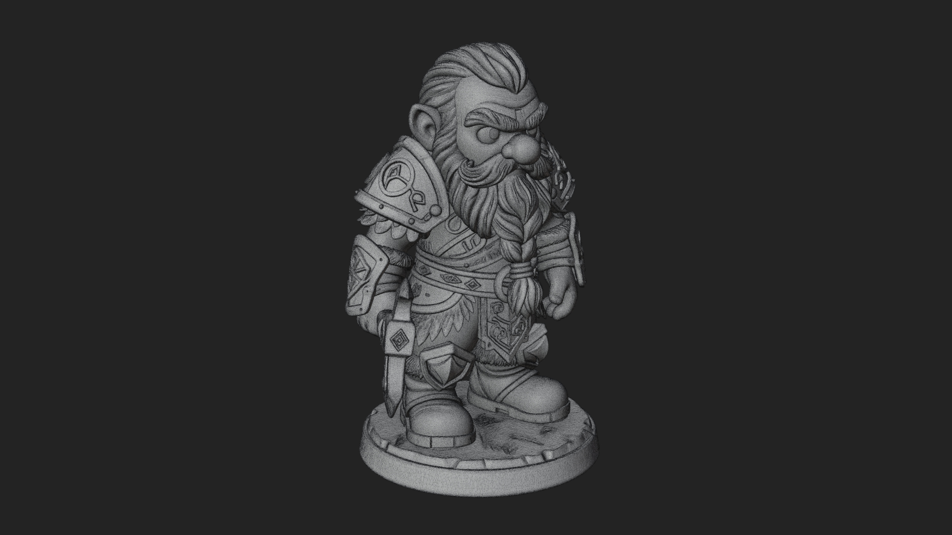 Chibi Bearded Dwarf With Axe Statue Design 8 3D Print Model 3D Model