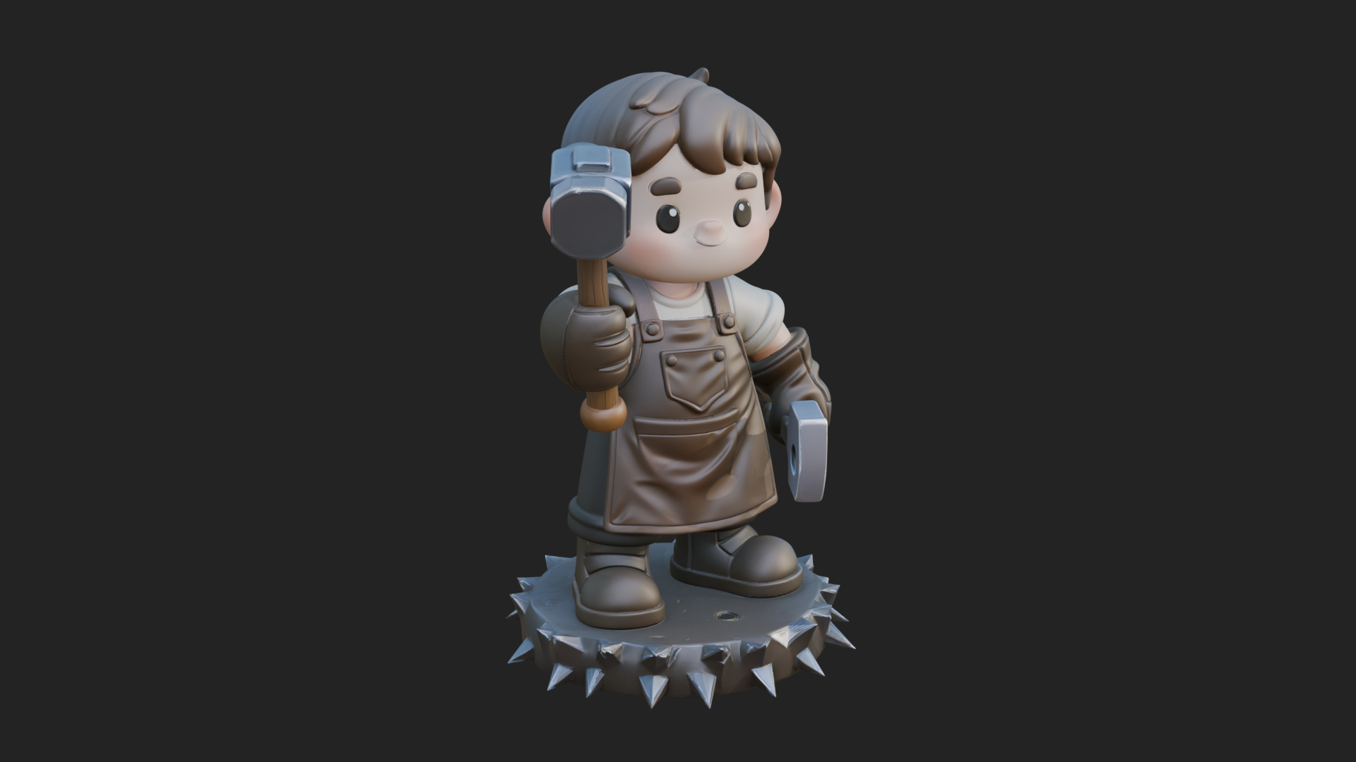 Chibi Blacksmith with Hammer Statue Design 1 3D Print 3D Model