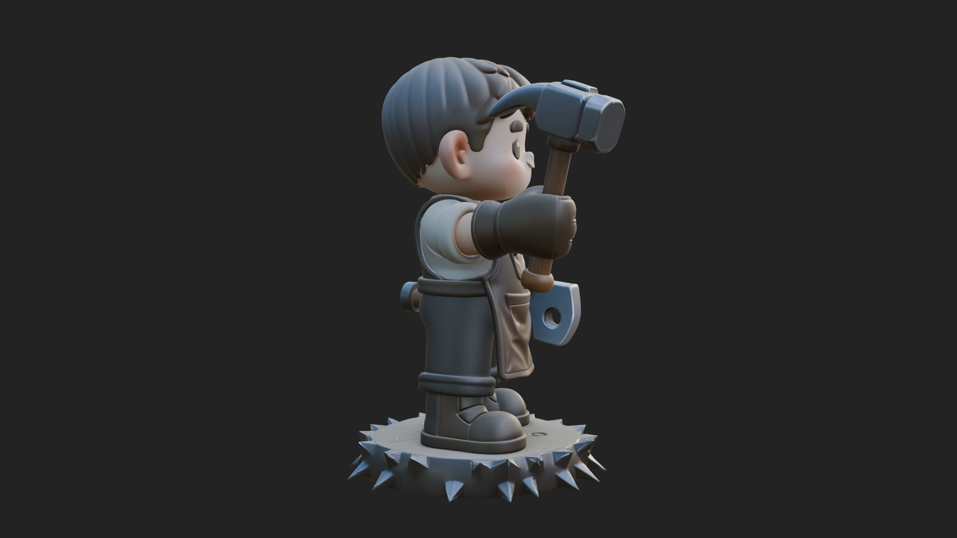 Chibi Blacksmith with Hammer Statue Design 1 3D Print 3D Model