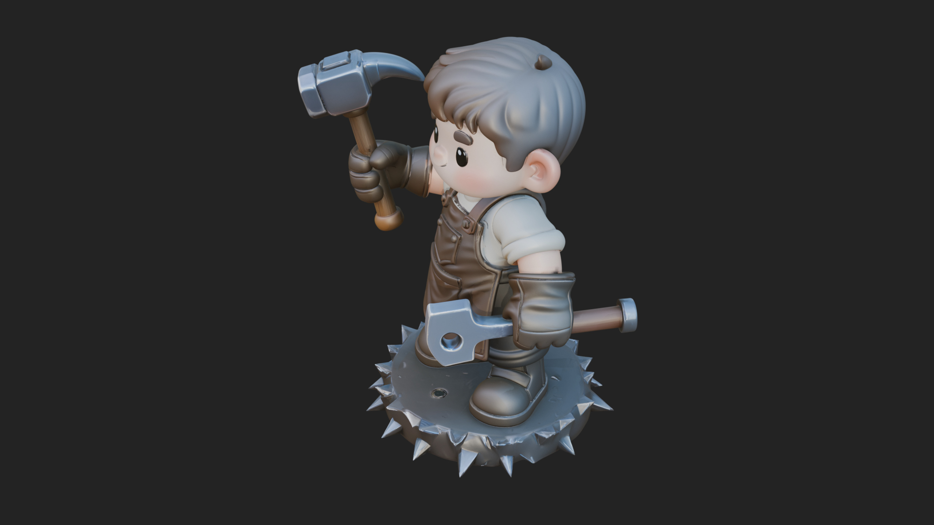 Chibi Blacksmith with Hammer Statue Design 1 3D Print 3D Model