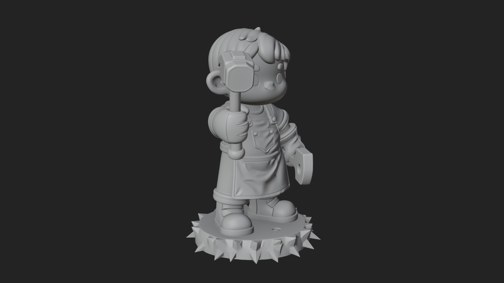 Chibi Blacksmith with Hammer Statue Design 1 3D Print 3D Model