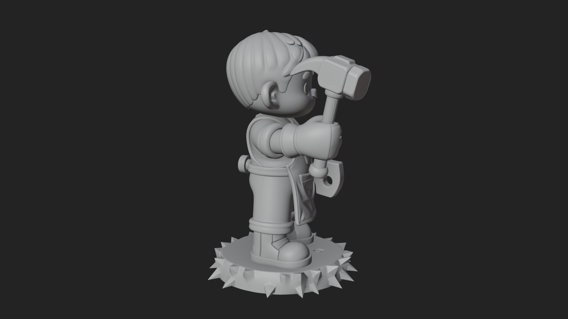 Chibi Blacksmith with Hammer Statue Design 1 3D Print 3D Model