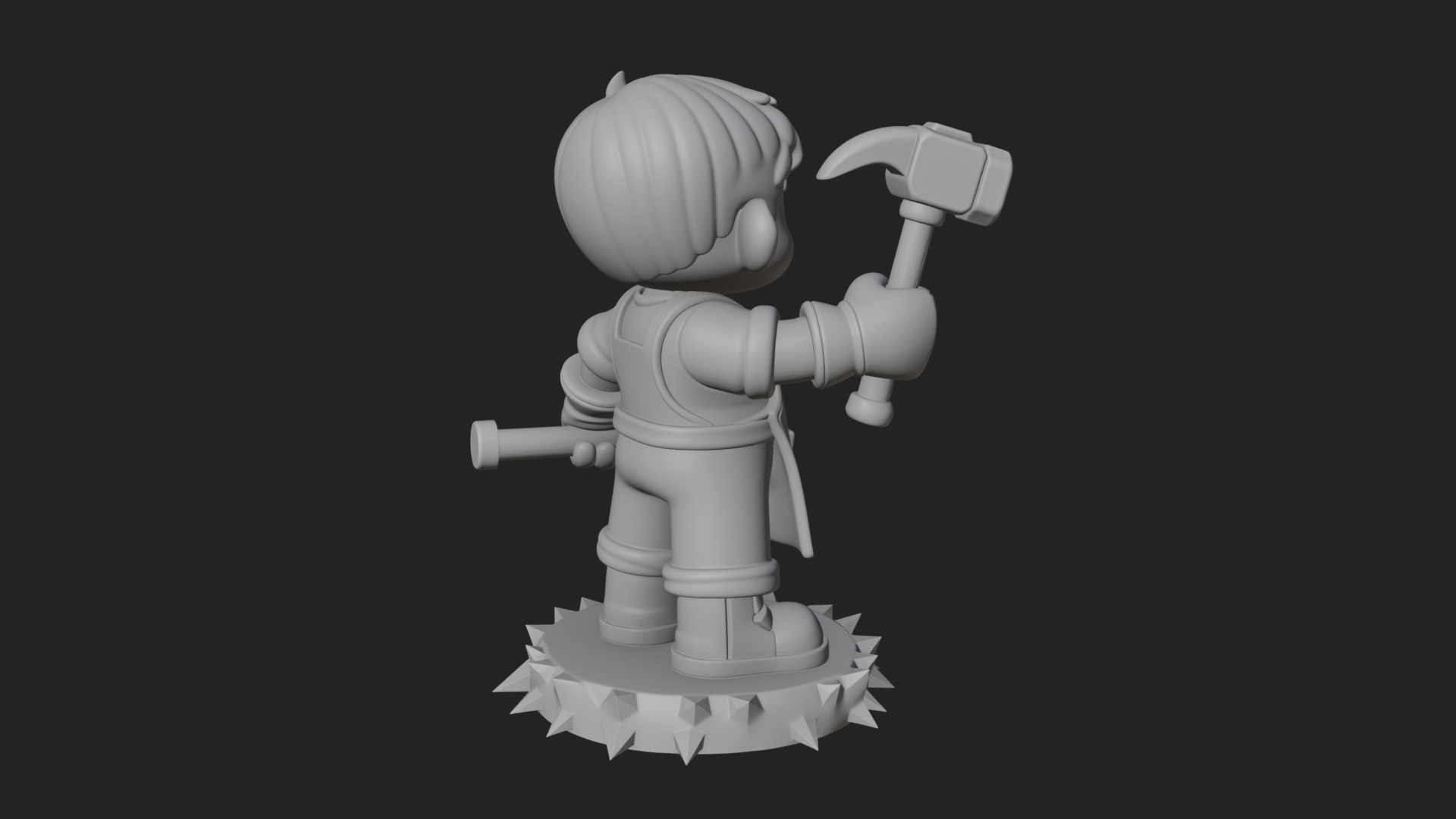 Chibi Blacksmith with Hammer Statue Design 1 3D Print 3D Model