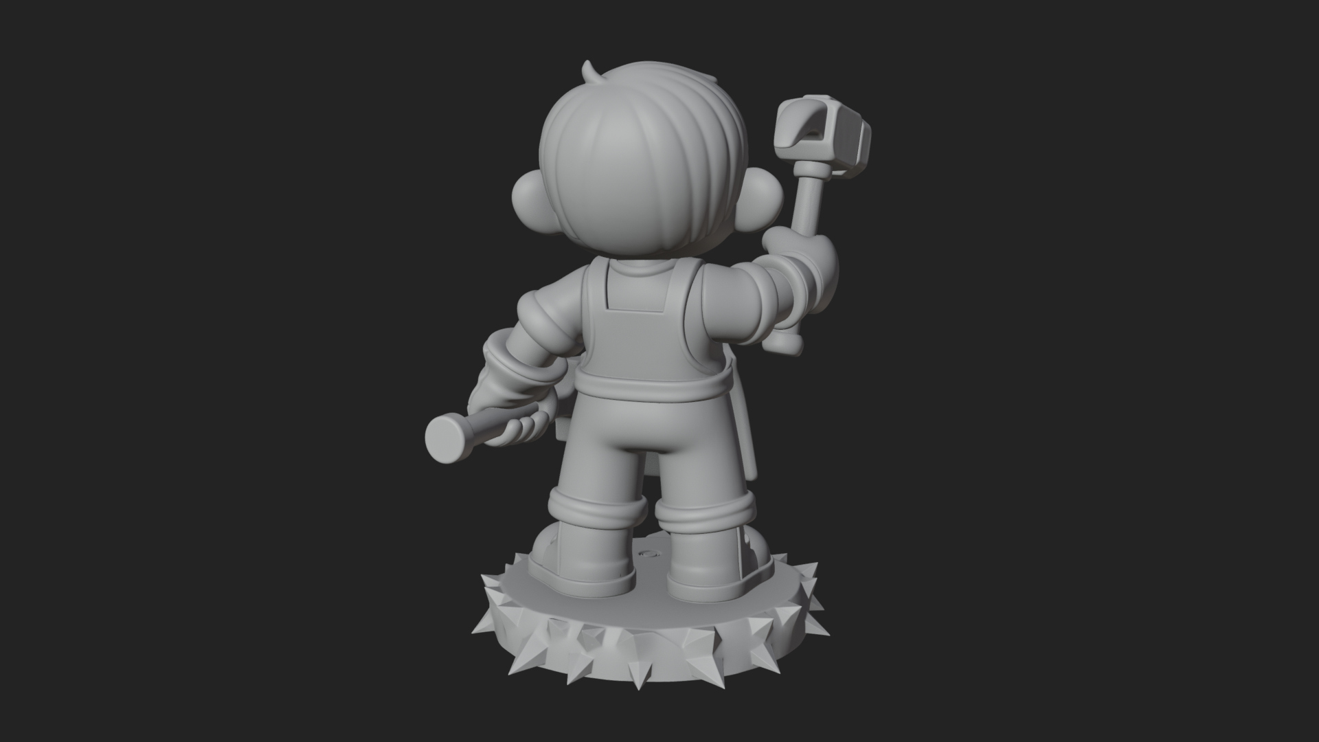 Chibi Blacksmith with Hammer Statue Design 1 3D Print 3D Model
