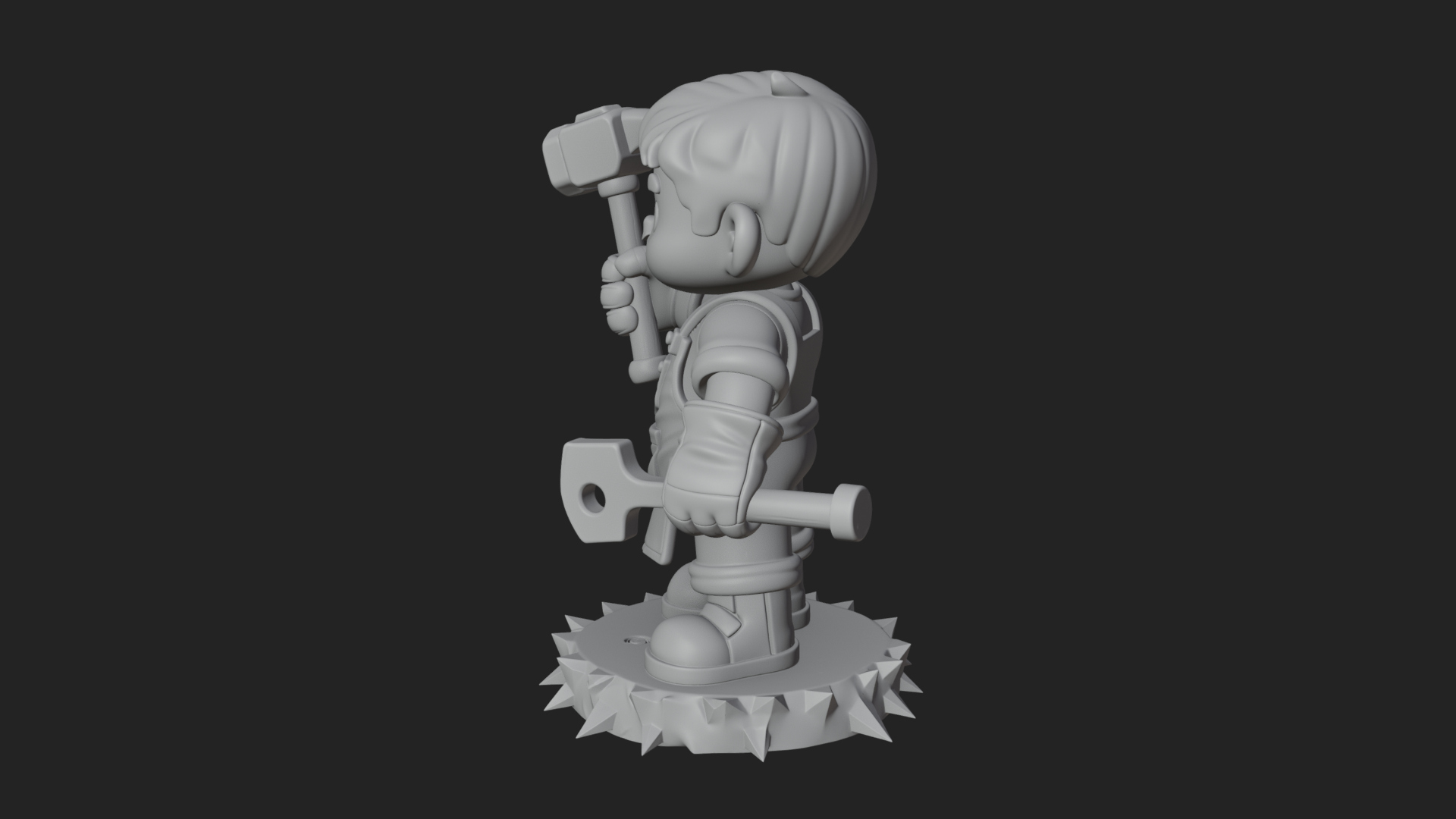 Chibi Blacksmith with Hammer Statue Design 1 3D Print 3D Model