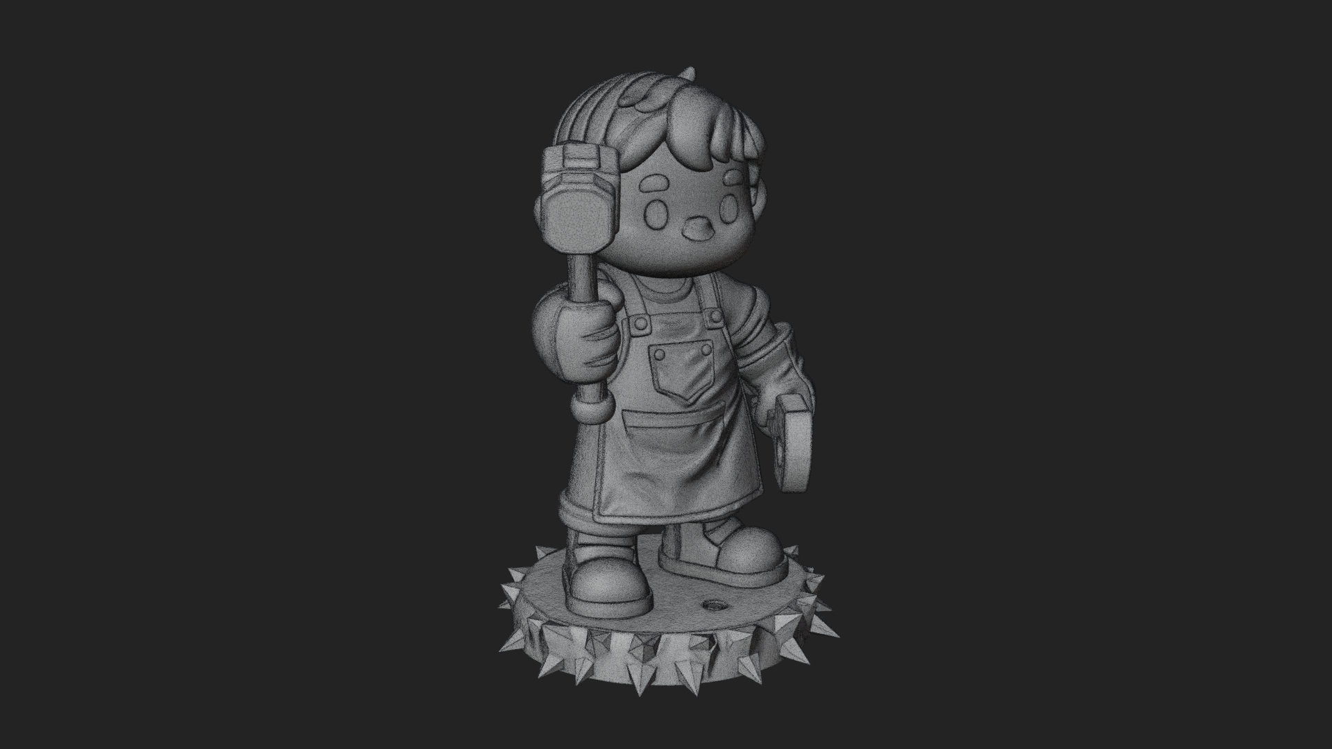 Chibi Blacksmith with Hammer Statue Design 1 3D Print 3D Model