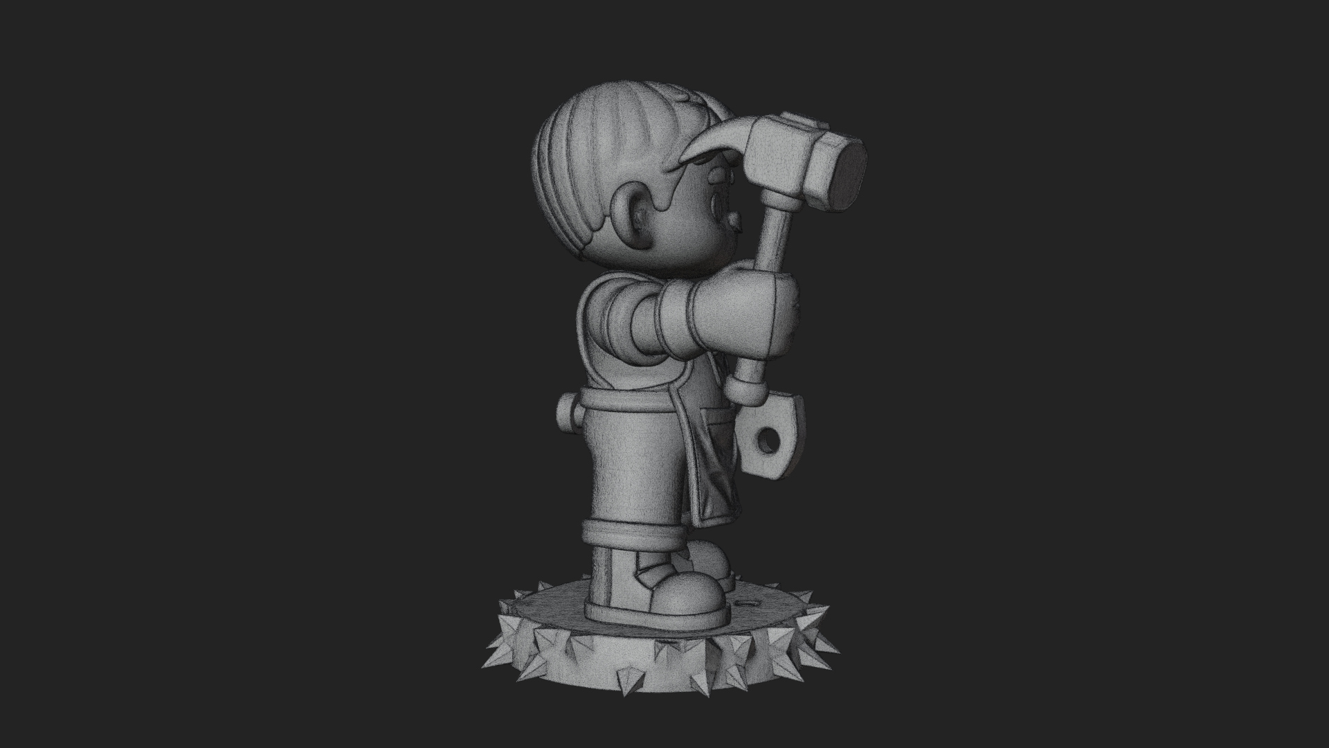 Chibi Blacksmith with Hammer Statue Design 1 3D Print 3D Model