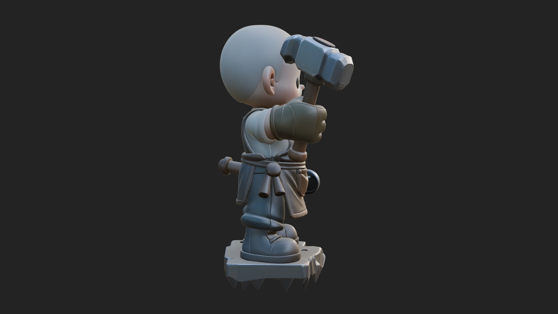 Chibi Blacksmith with Hammer Statue Design 2 3D Print 3D Model