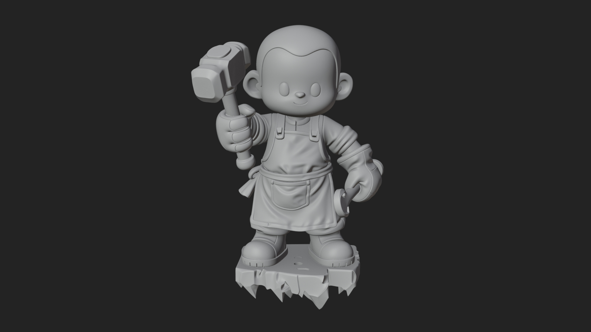 Chibi Blacksmith with Hammer Statue Design 2 3D Print 3D Model