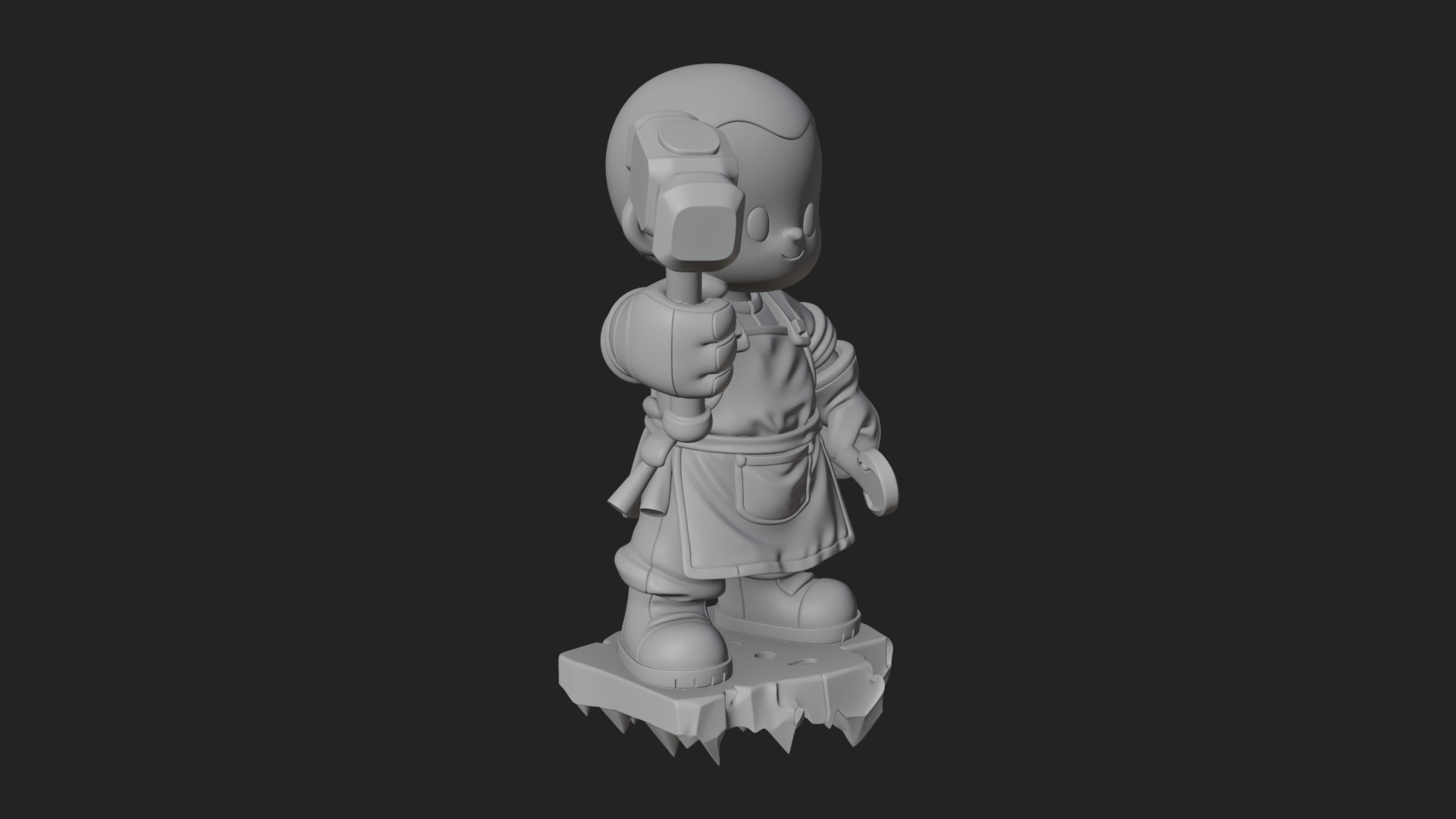 Chibi Blacksmith with Hammer Statue Design 2 3D Print 3D Model