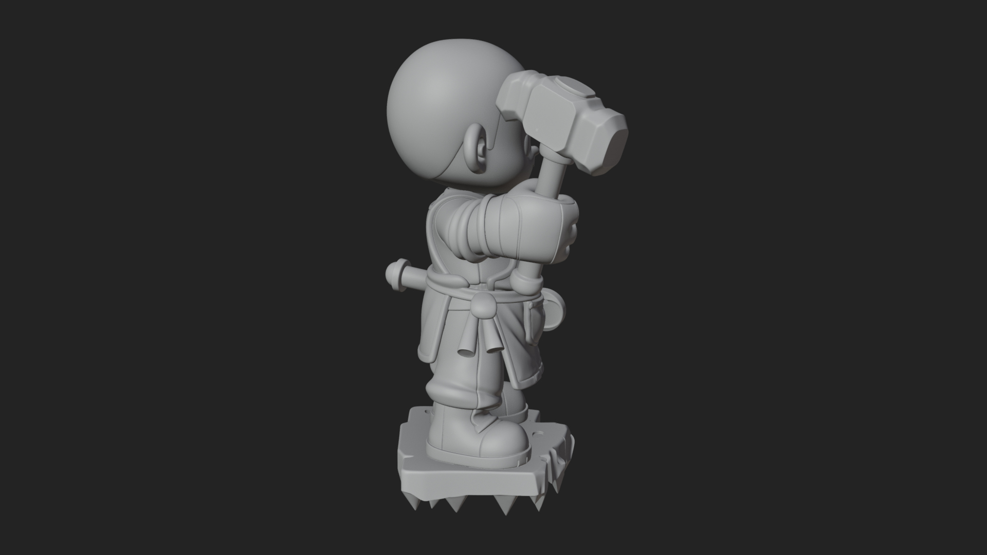 Chibi Blacksmith with Hammer Statue Design 2 3D Print 3D Model
