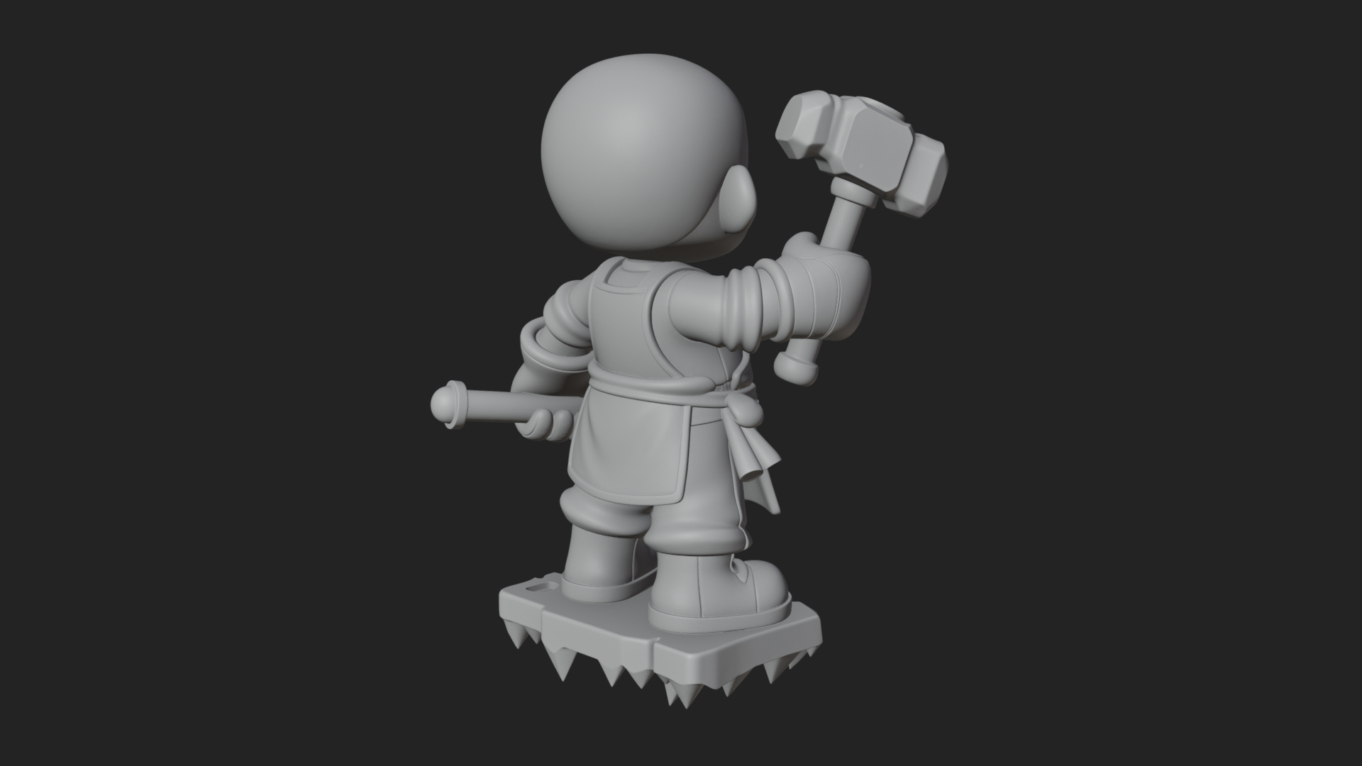 Chibi Blacksmith with Hammer Statue Design 2 3D Print 3D Model