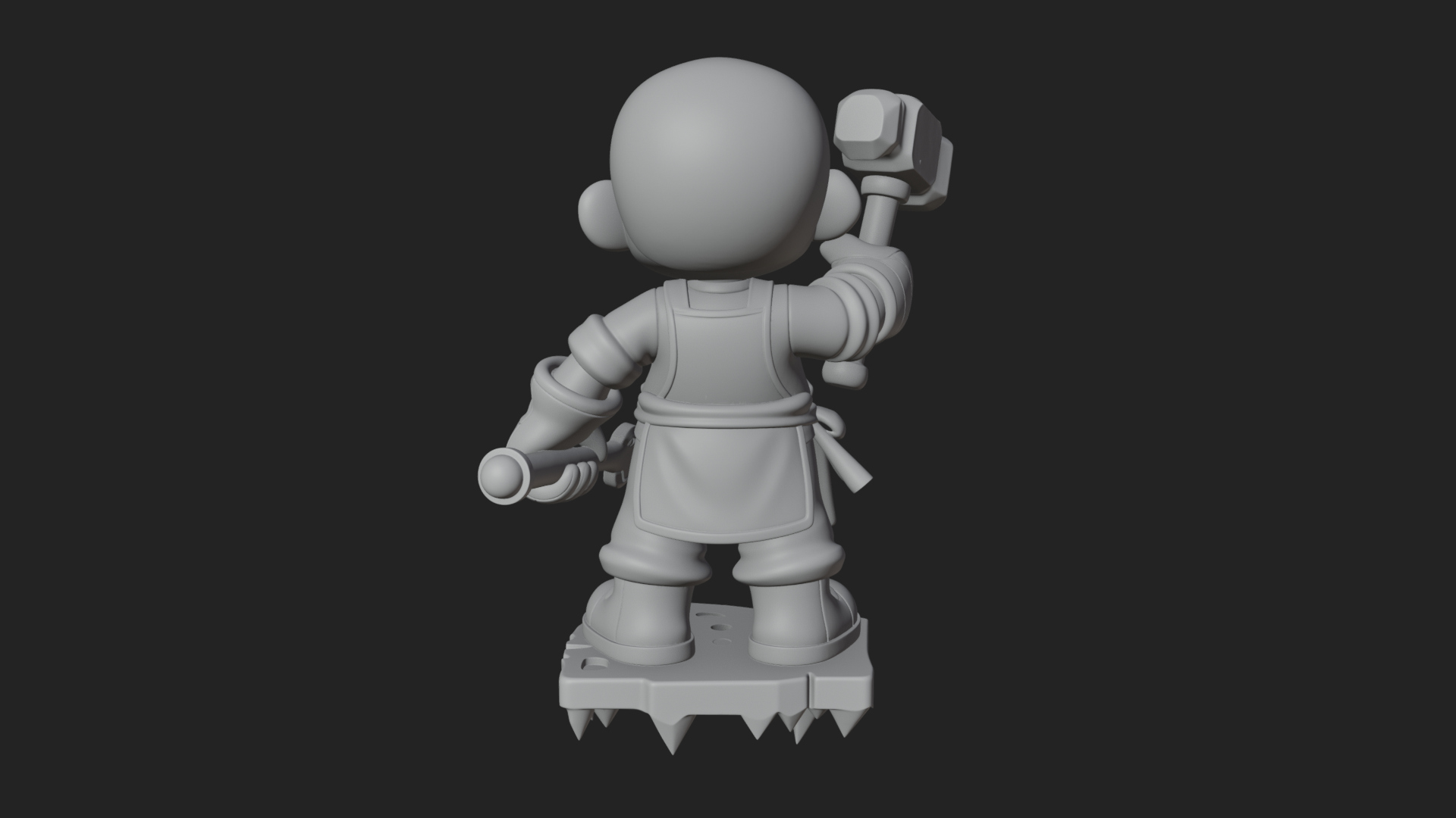 Chibi Blacksmith with Hammer Statue Design 2 3D Print 3D Model