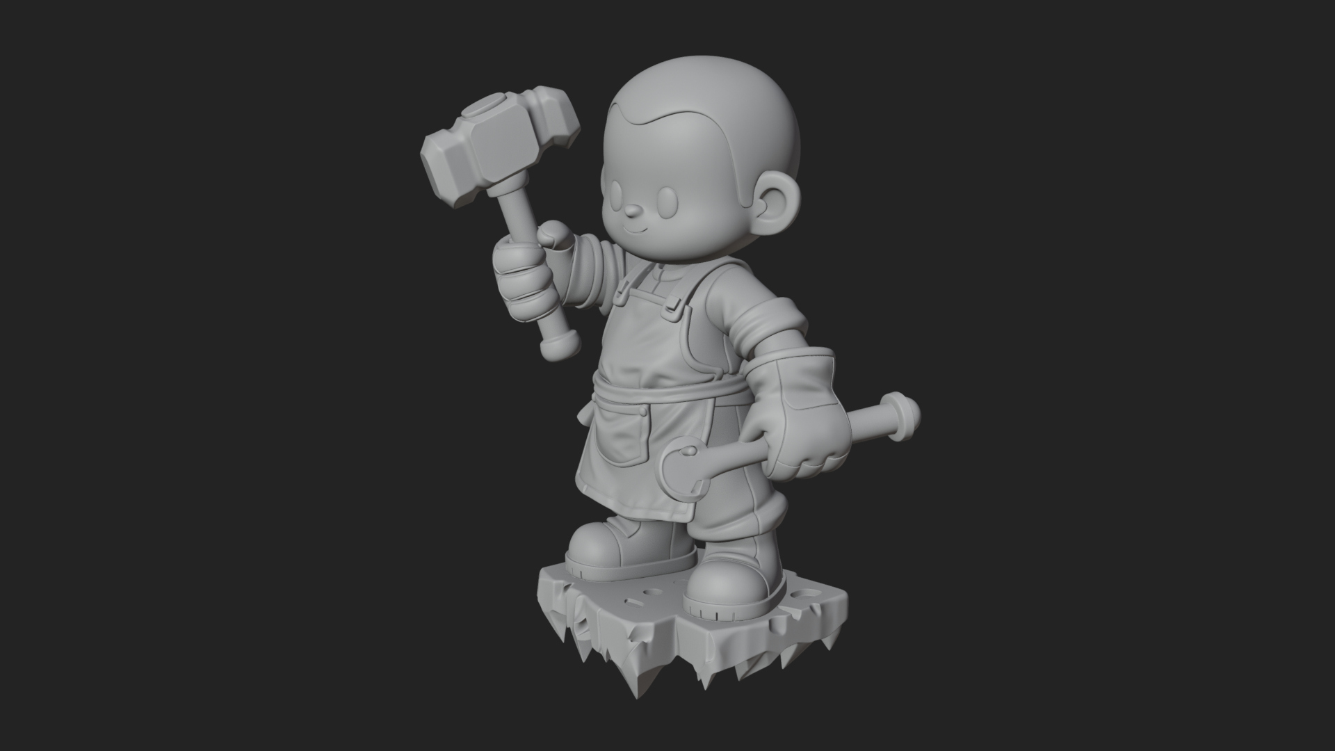 Chibi Blacksmith with Hammer Statue Design 2 3D Print 3D Model