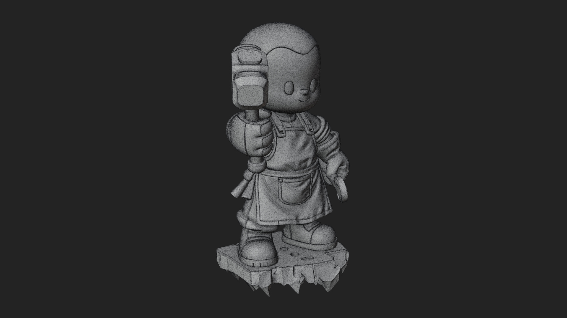 Chibi Blacksmith with Hammer Statue Design 2 3D Print 3D Model