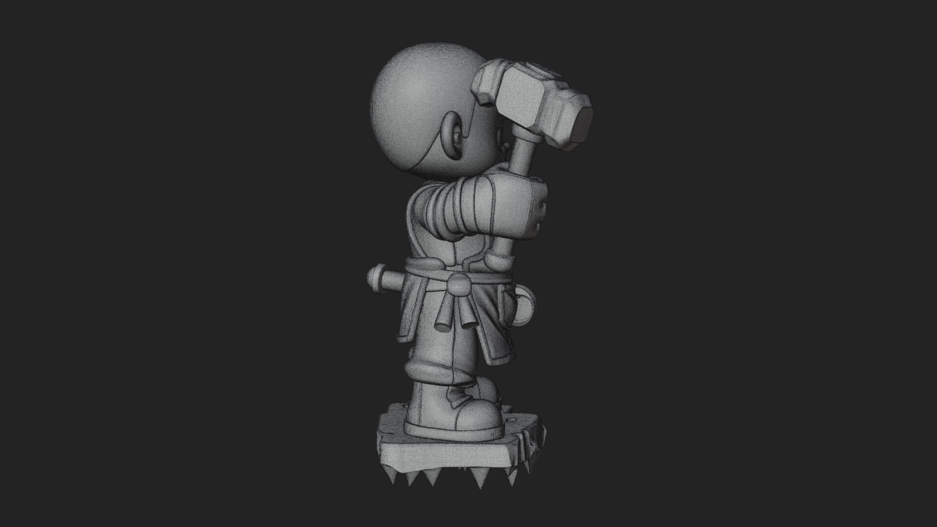 Chibi Blacksmith with Hammer Statue Design 2 3D Print 3D Model