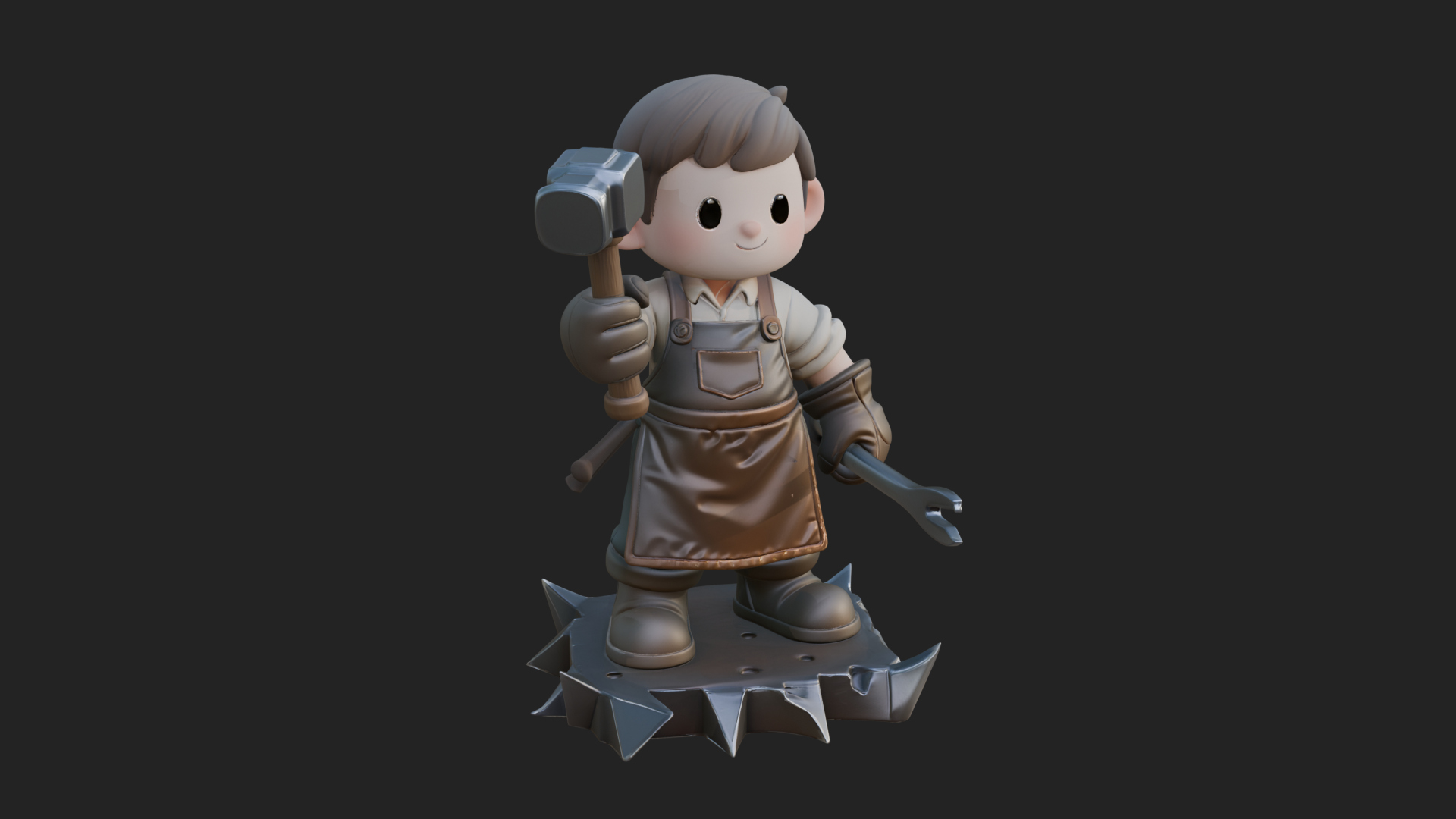 Chibi Blacksmith with Hammer Statue Design 3 3D Print 3D Model
