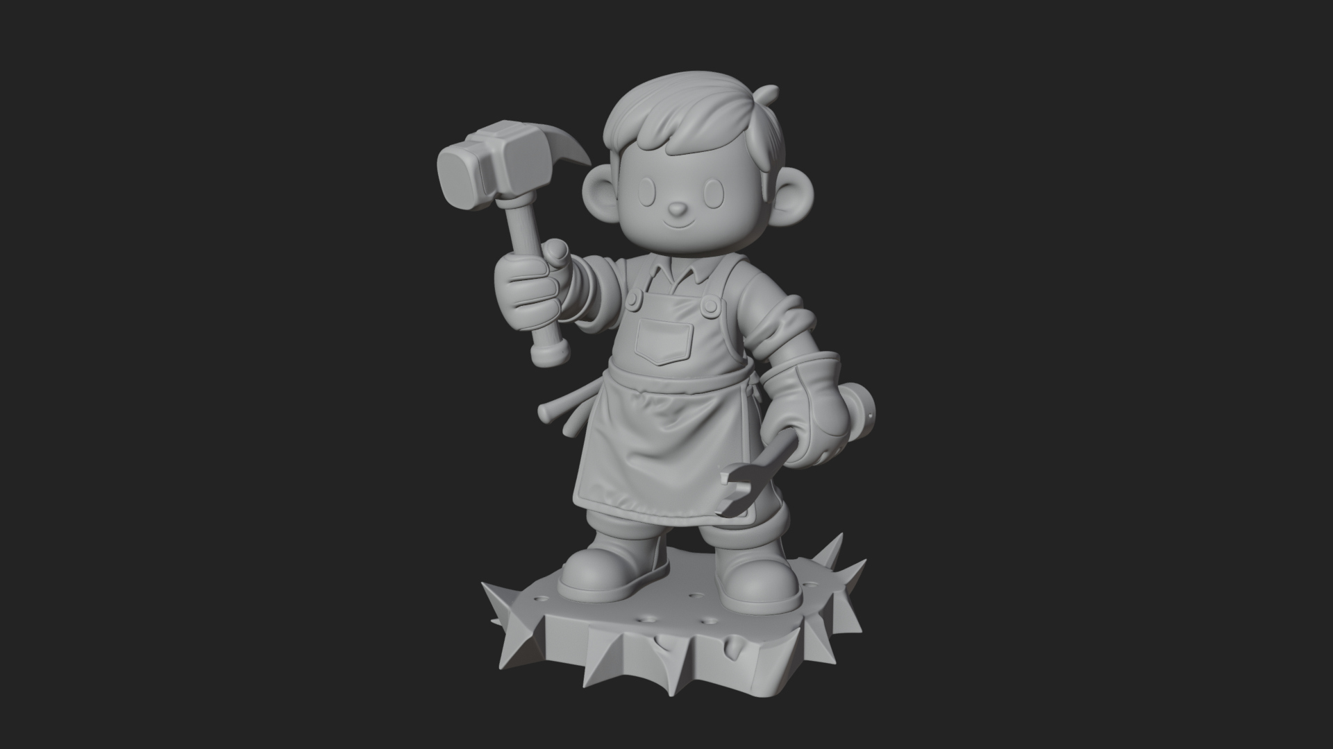 Chibi Blacksmith with Hammer Statue Design 3 3D Print 3D Model