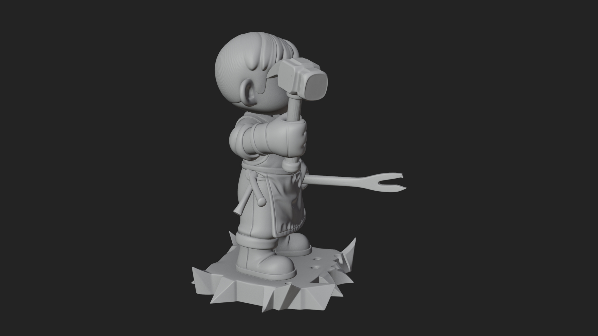 Chibi Blacksmith with Hammer Statue Design 3 3D Print 3D Model