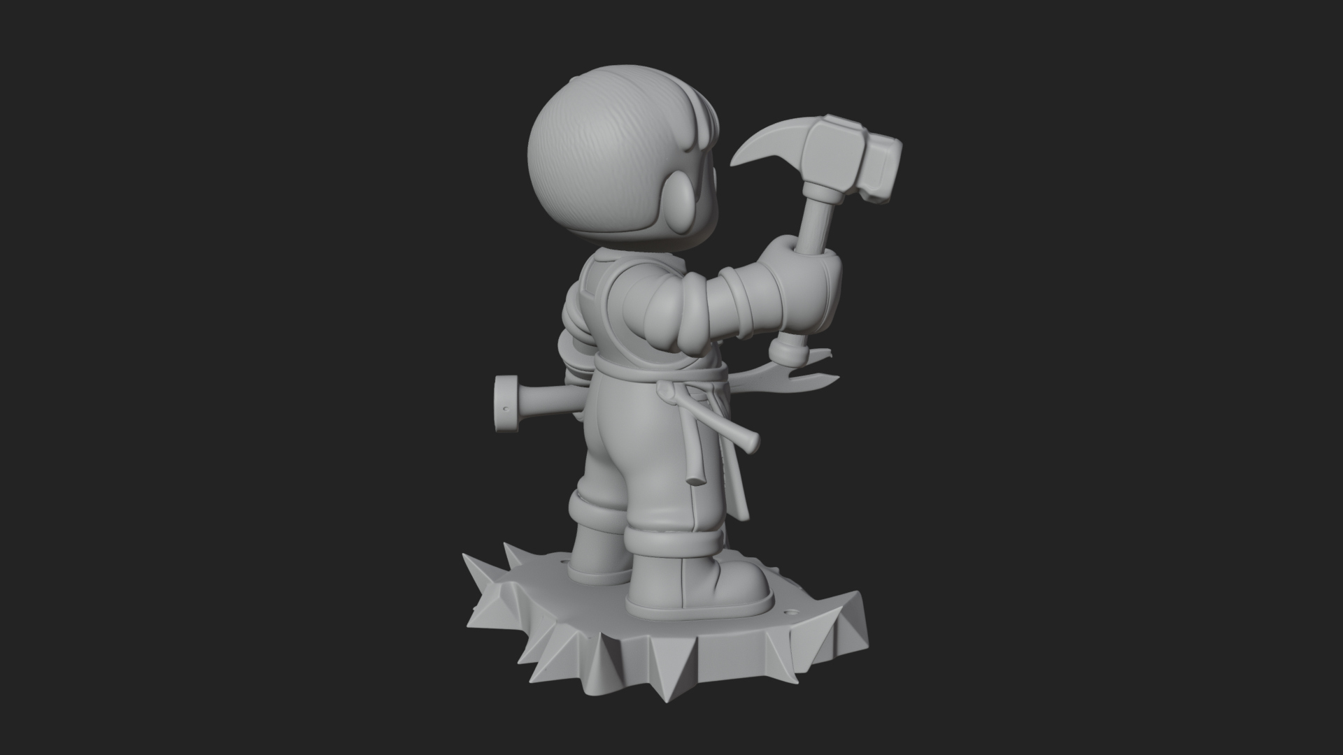 Chibi Blacksmith with Hammer Statue Design 3 3D Print 3D Model