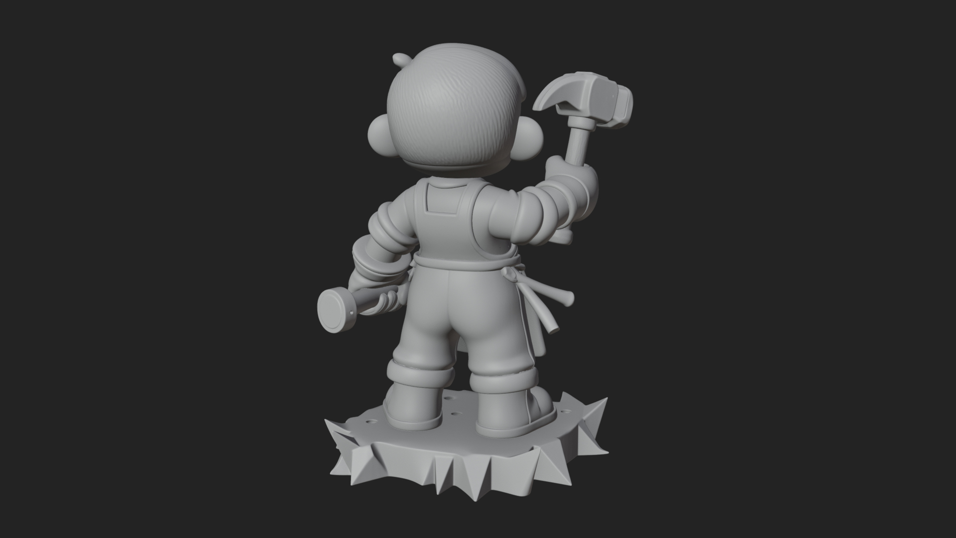 Chibi Blacksmith with Hammer Statue Design 3 3D Print 3D Model