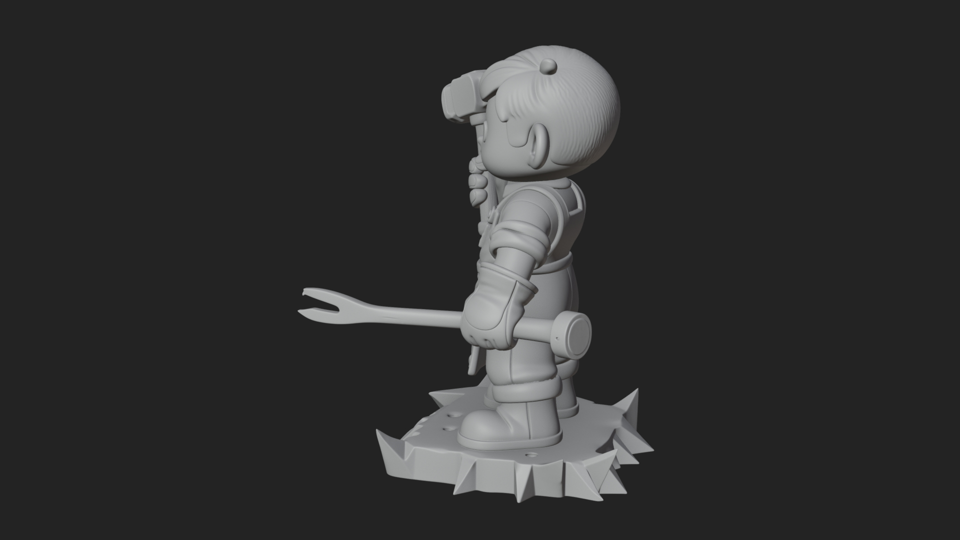 Chibi Blacksmith with Hammer Statue Design 3 3D Print 3D Model