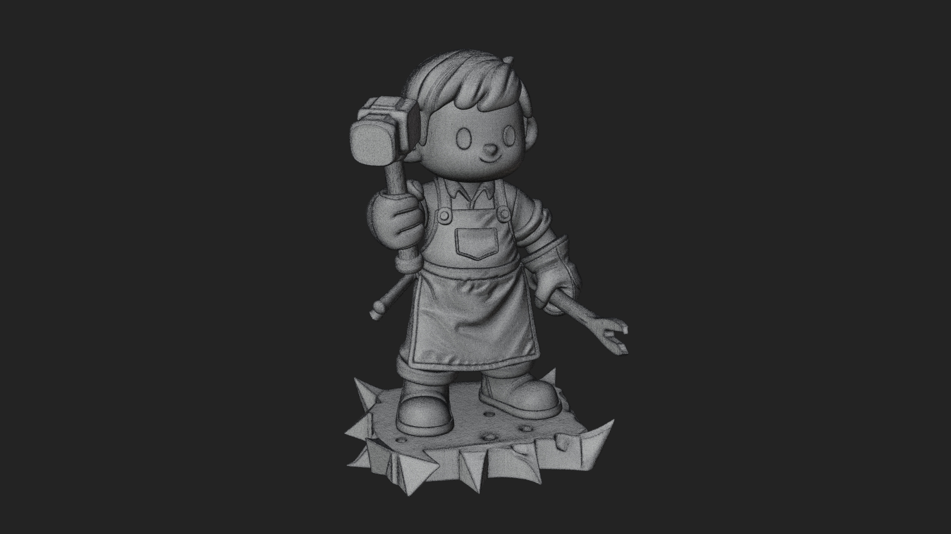 Chibi Blacksmith with Hammer Statue Design 3 3D Print 3D Model