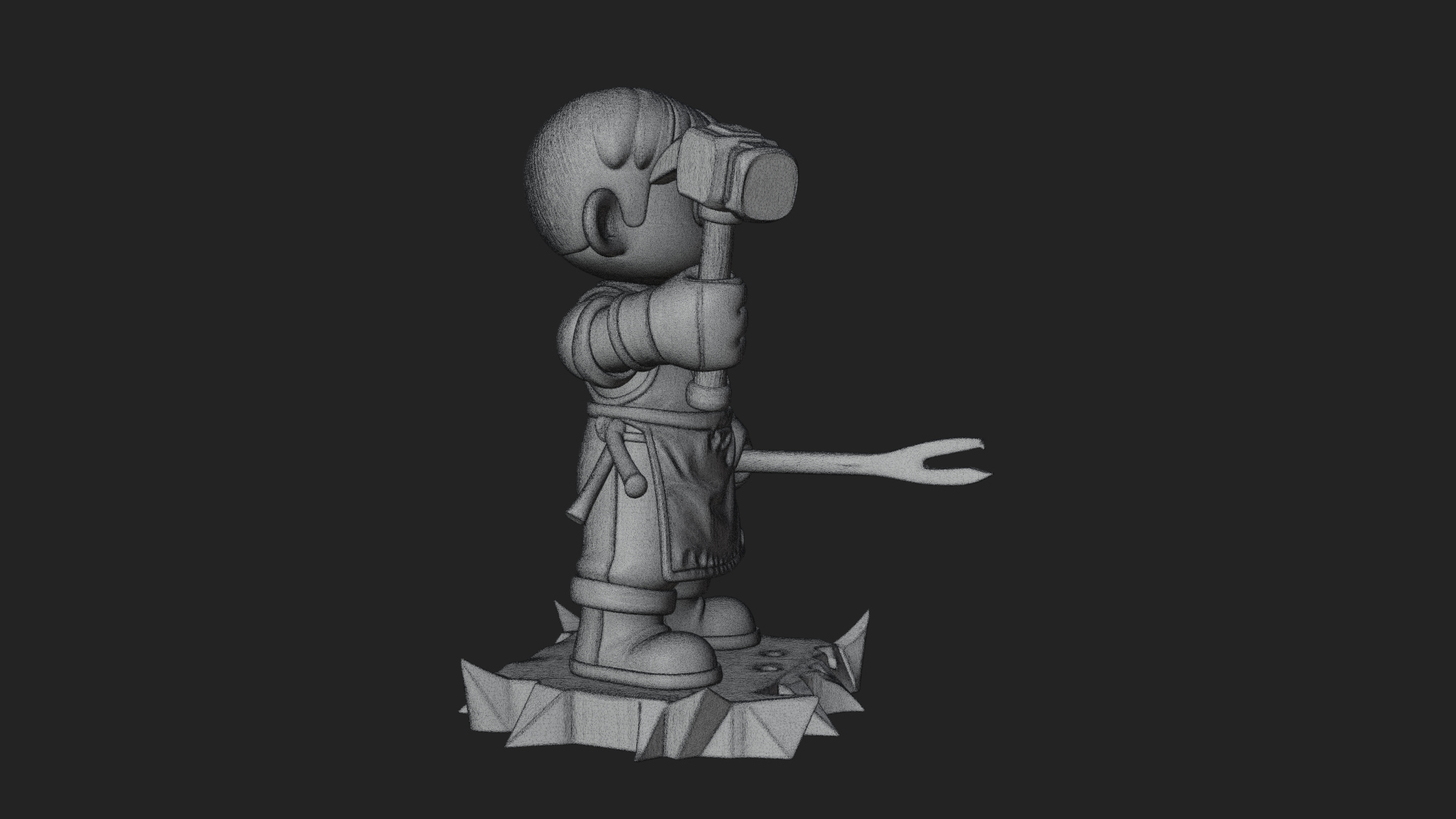 Chibi Blacksmith with Hammer Statue Design 3 3D Print 3D Model