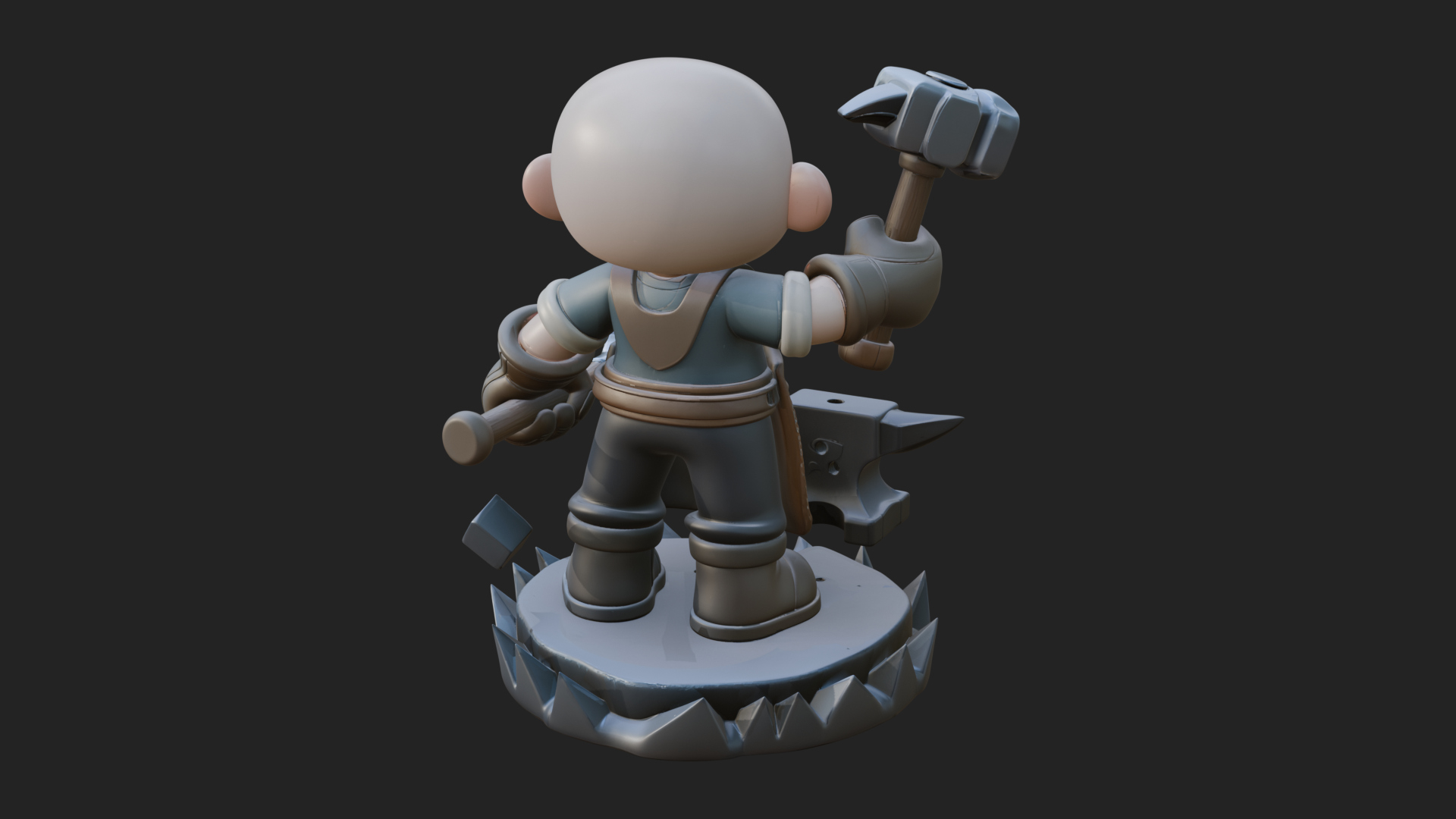 Chibi Blacksmith with Hammer Statue Design 4 3D Print 3D Model